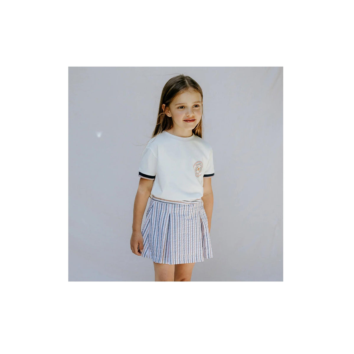 Rosewood & Navy Seersucker Skort