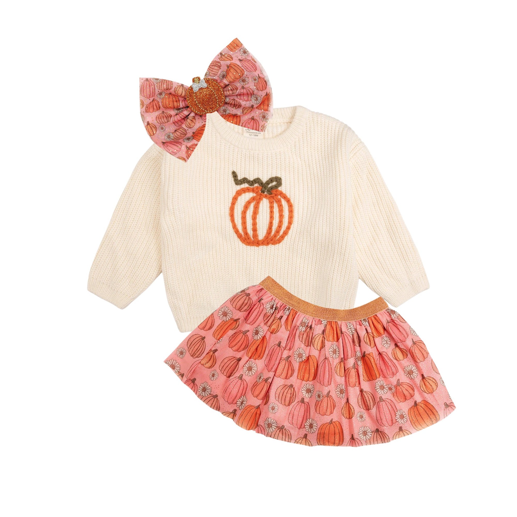 Blush Pink Pumpkin Daisy Bow Headband