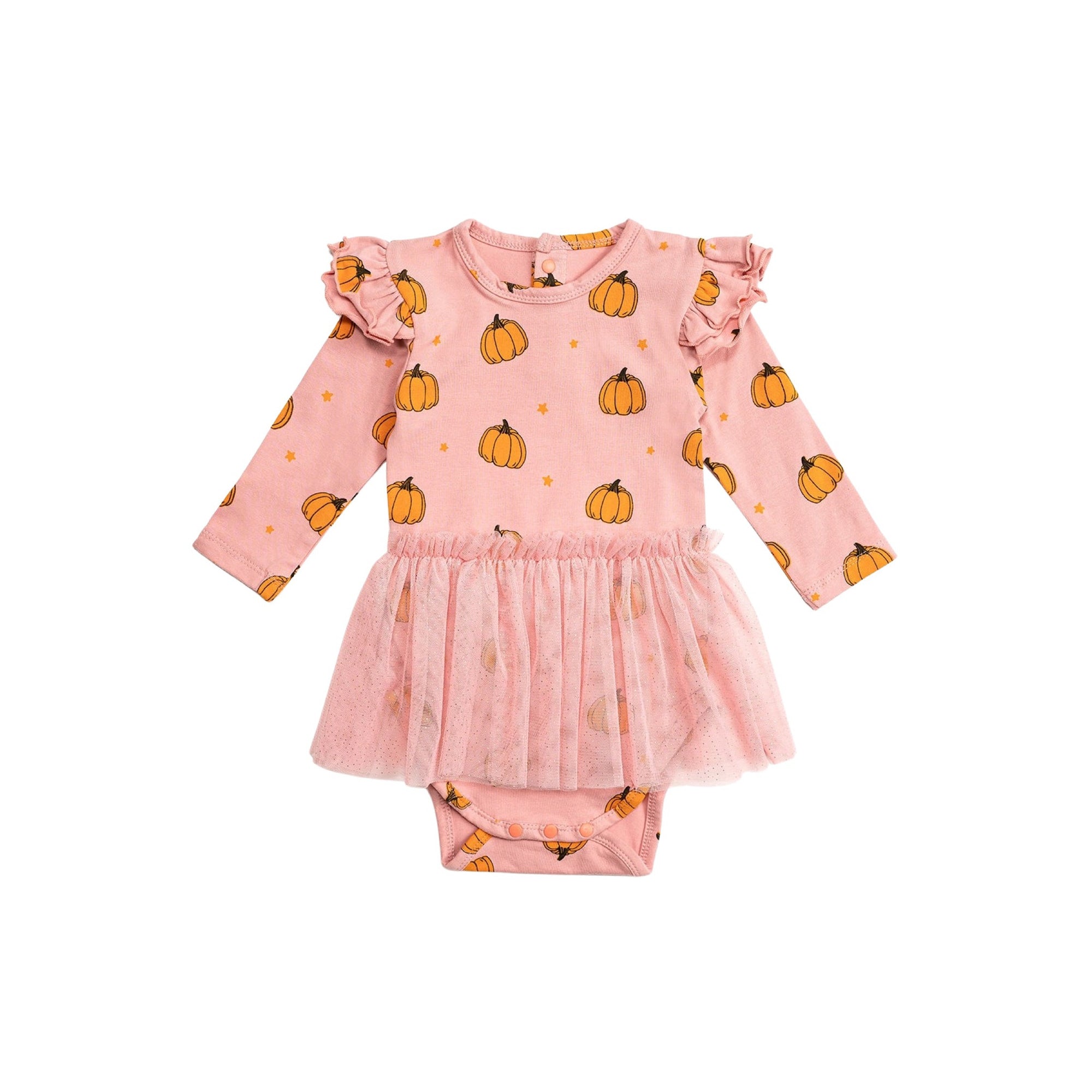 Blush Pink Pumpkin Print Tutu Bodysuit