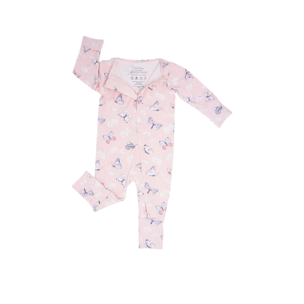 Butterfly Daisy Pink 2-Way Zipper Convertible Romper