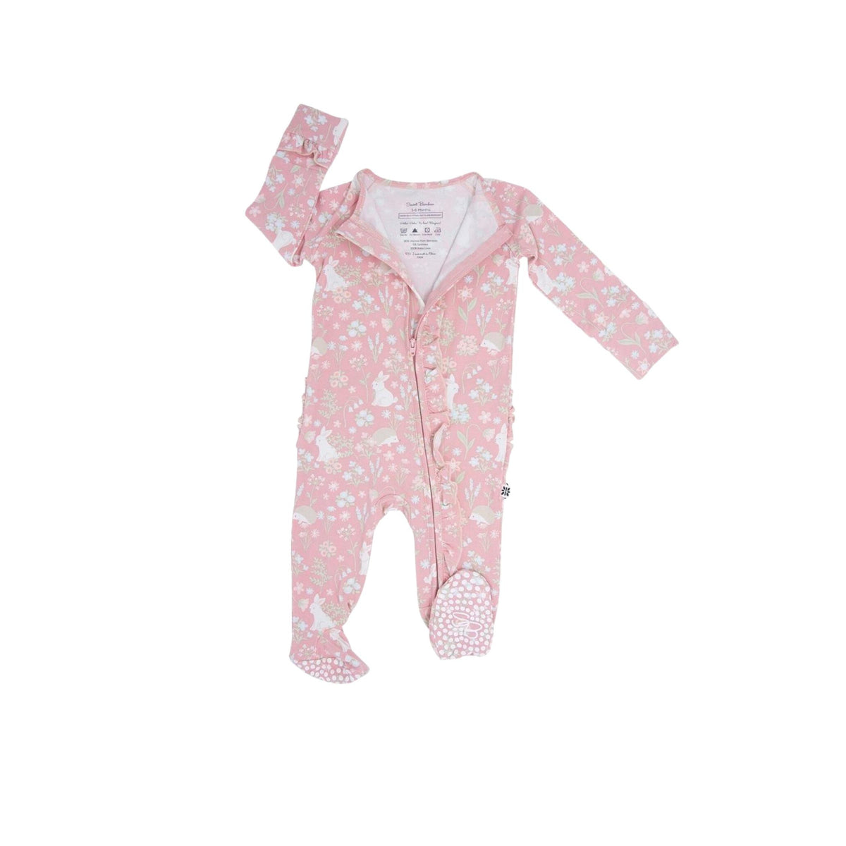 Woodland Bunny 2-Way Zipper Ruffle Footie