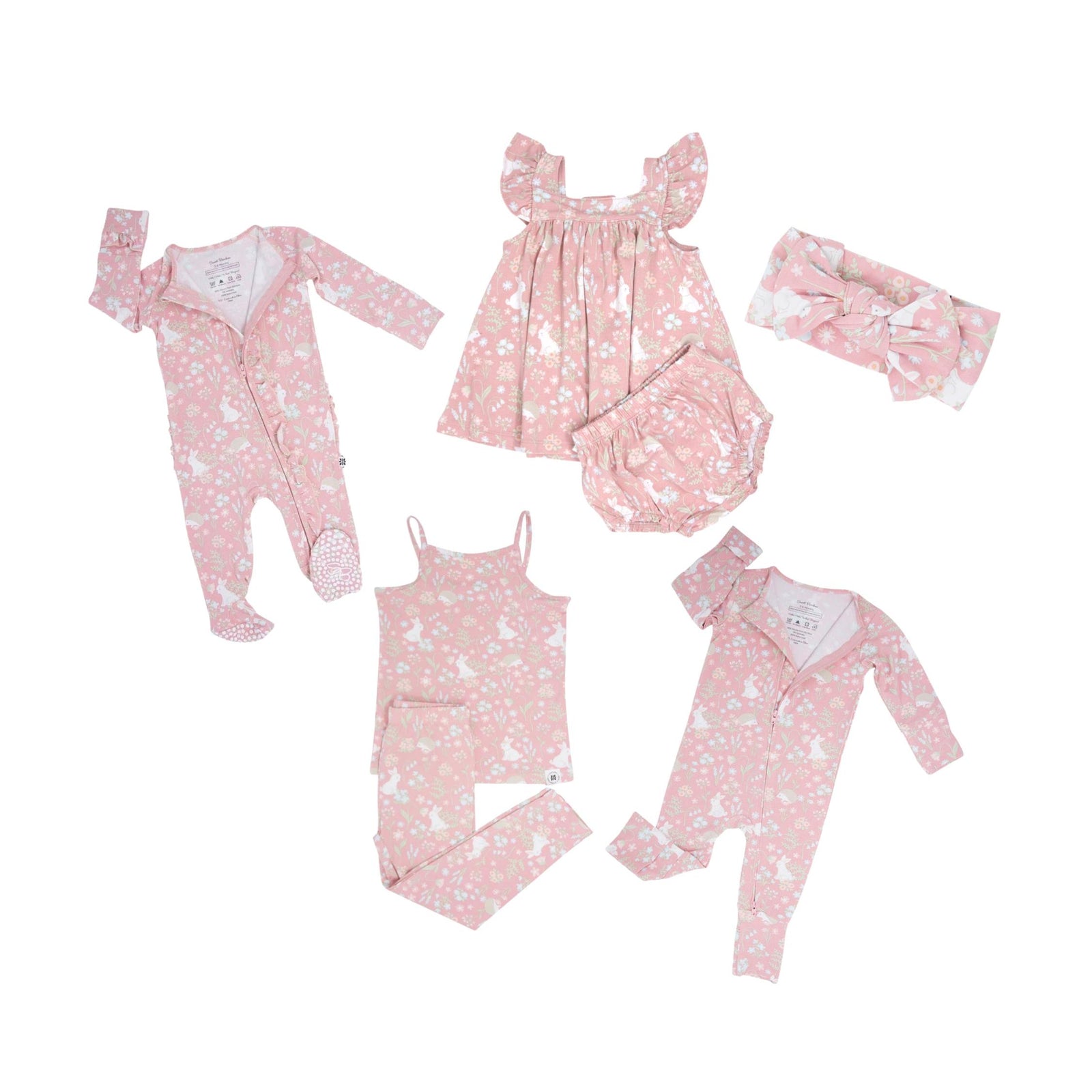 Woodland Bunny 2-Way Zipper Ruffle Footie