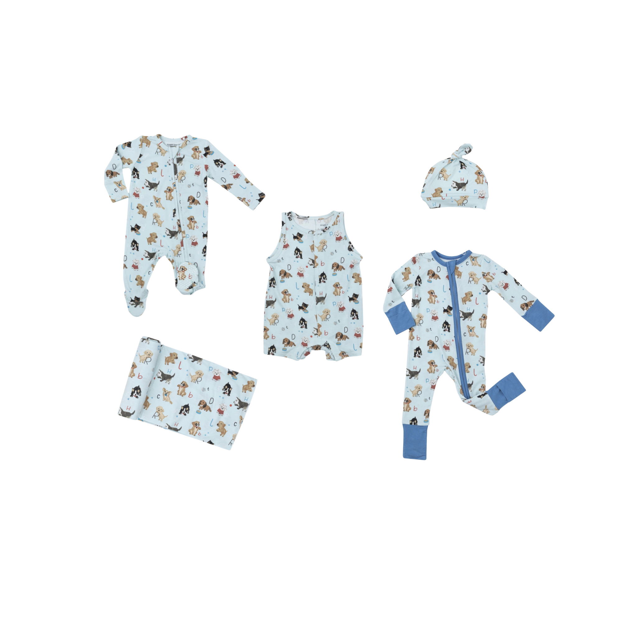 Blue Puppy Alphabet Newborn  Gown