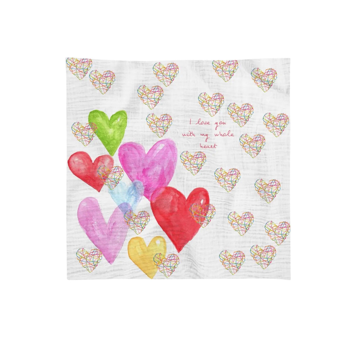 Colorful “I Love You With My Whole Heart” Swaddle