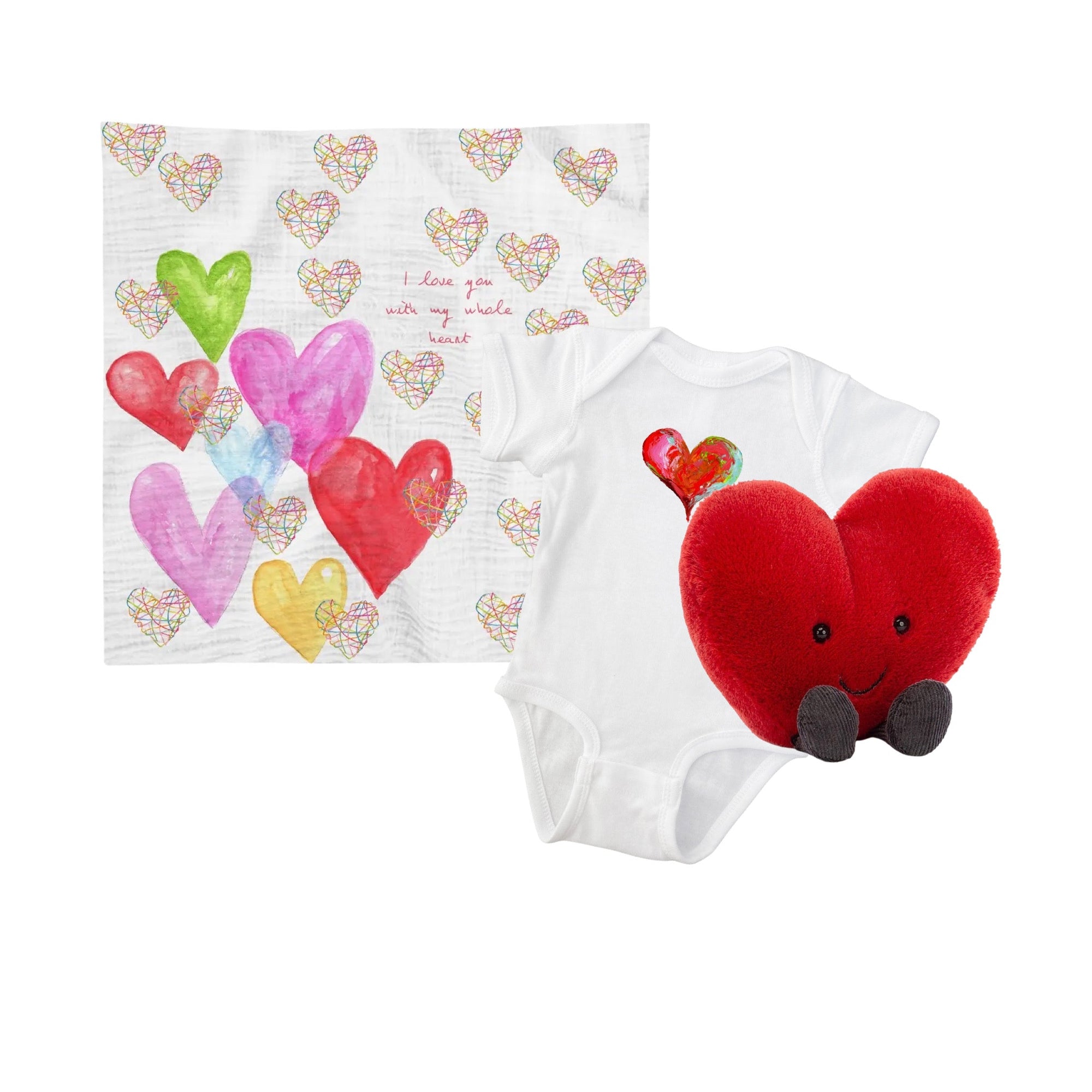 Colorful “I Love You With My Whole Heart” Swaddle