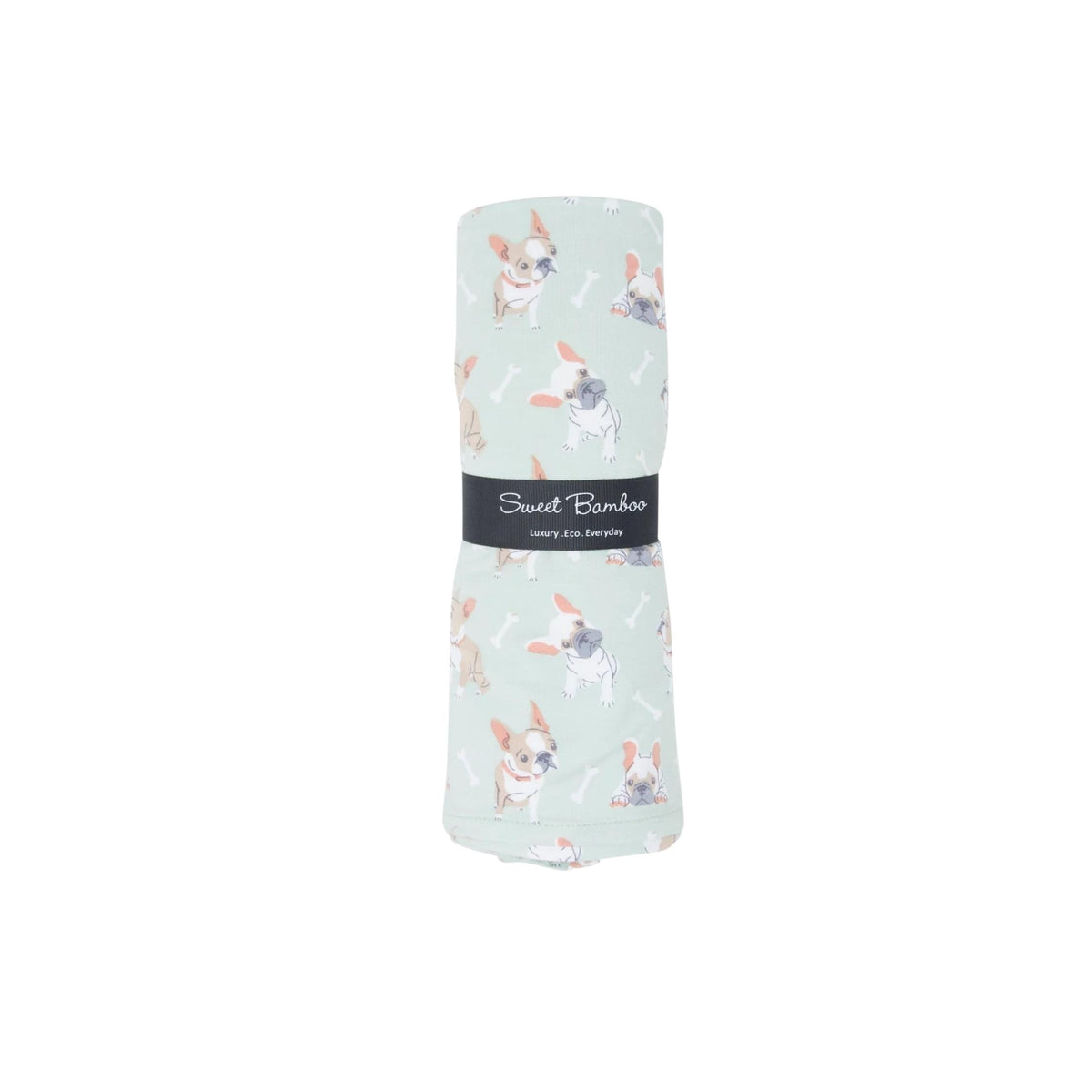 Frenchie Puppy Mint Swaddle