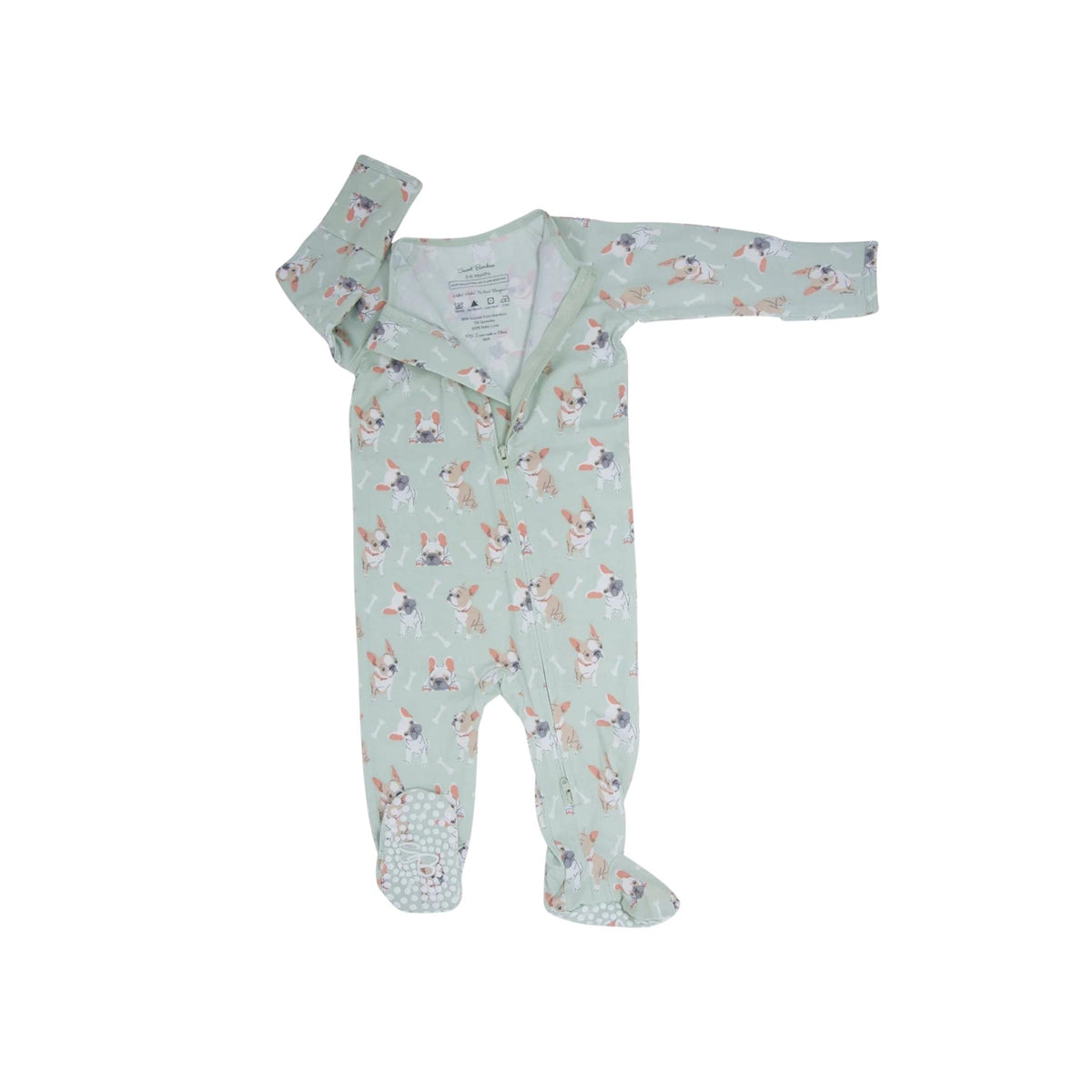 Frenchie Puppy Mint 2-Way Zipper Footie