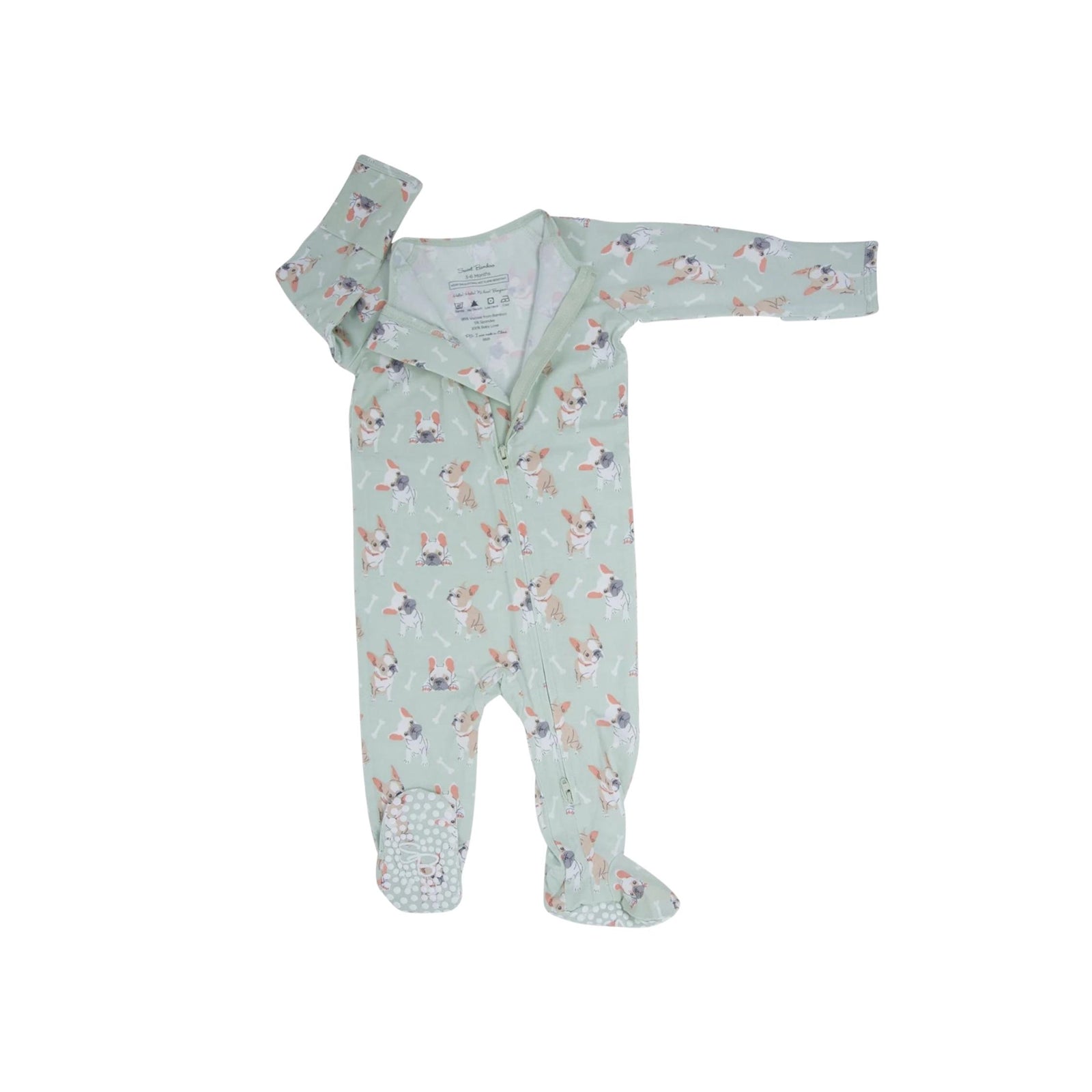 Frenchie Puppy Mint 2-Way Zipper Footie