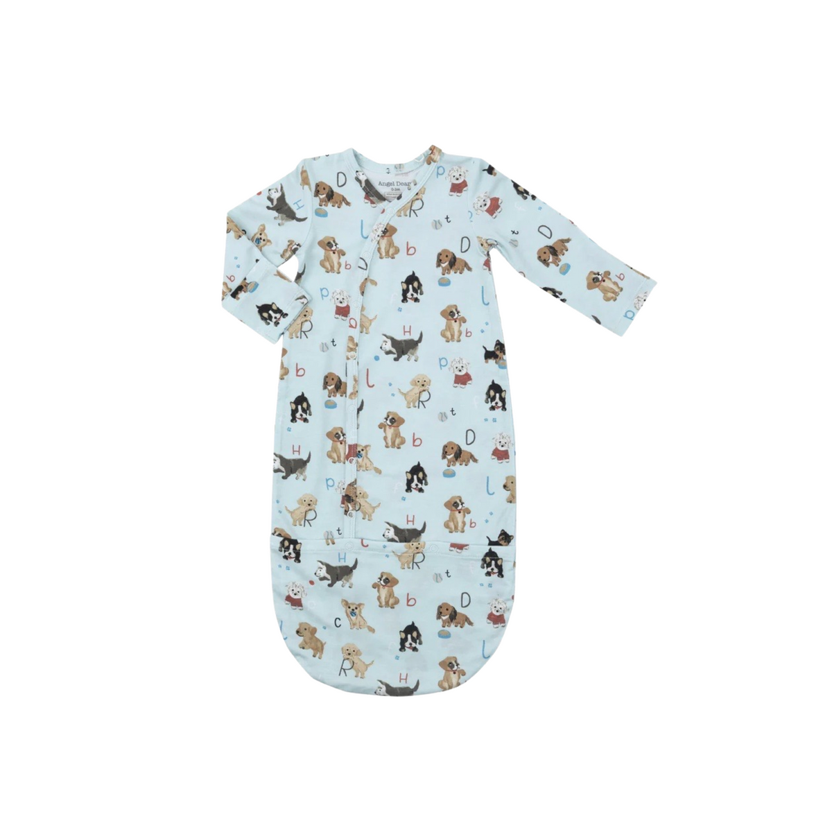 Blue Puppy Alphabet Newborn  Gown