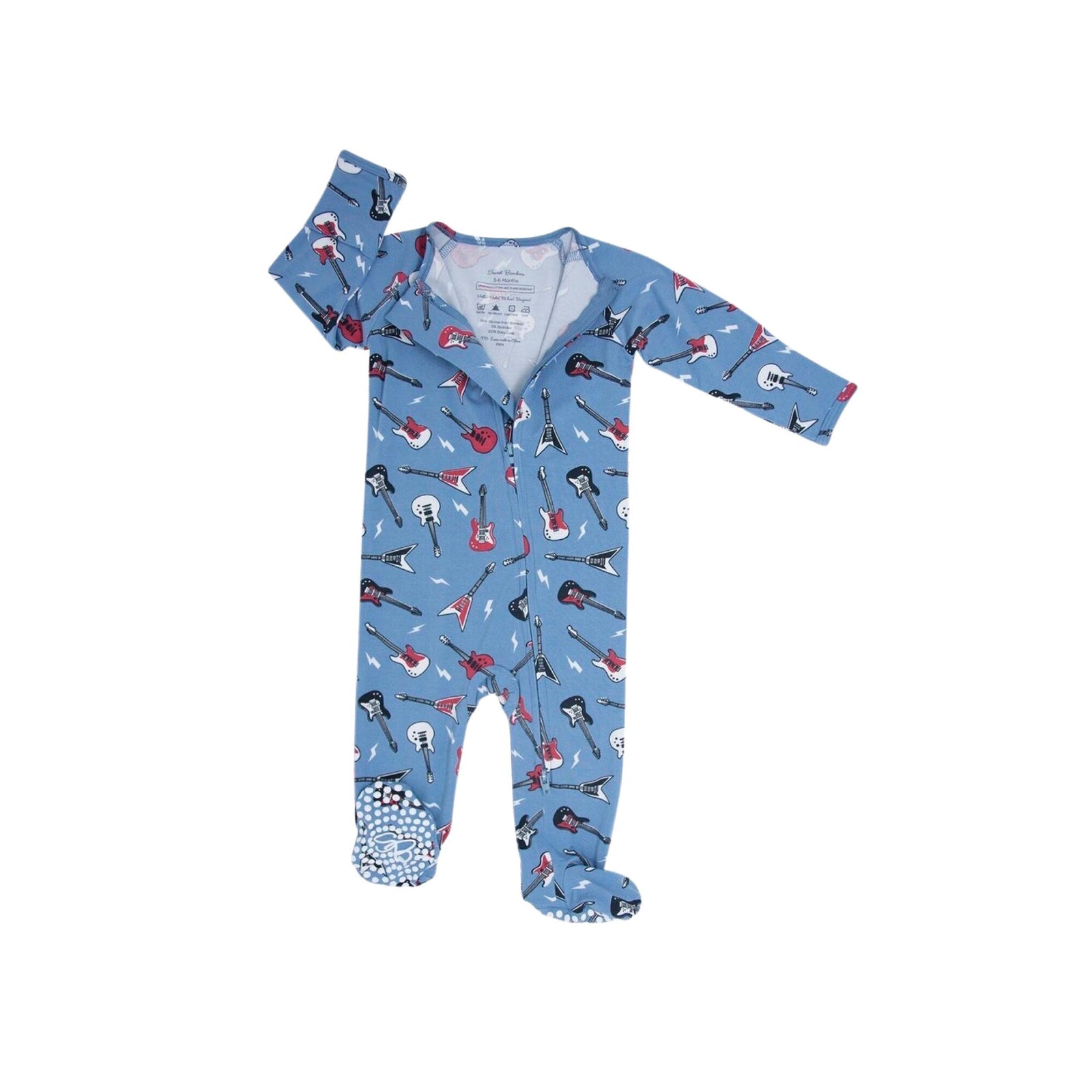 Rock-n-Roll Blue 2-Way Zipper Footie
