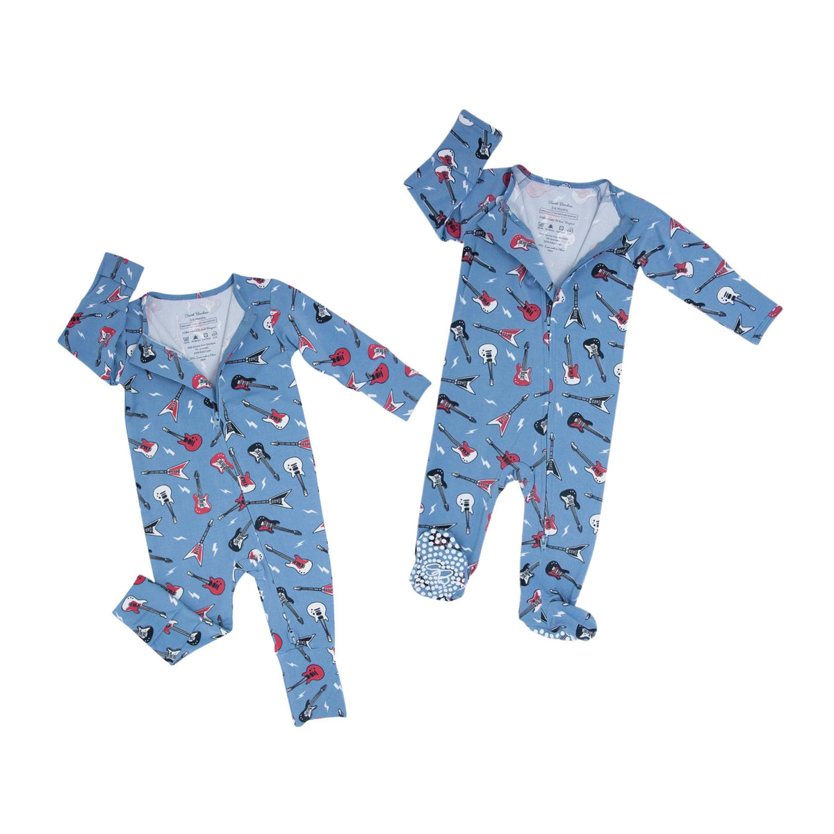 Rock-n-Roll Blue 2-Way Zipper Footie