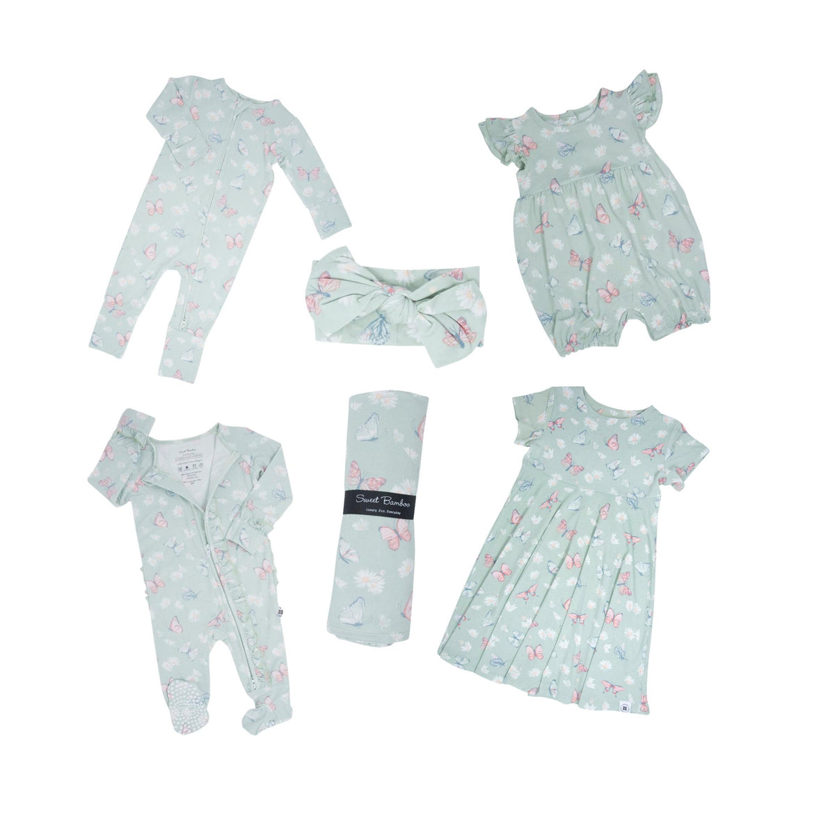 Butterfly Daisy Mint Convertible Romper