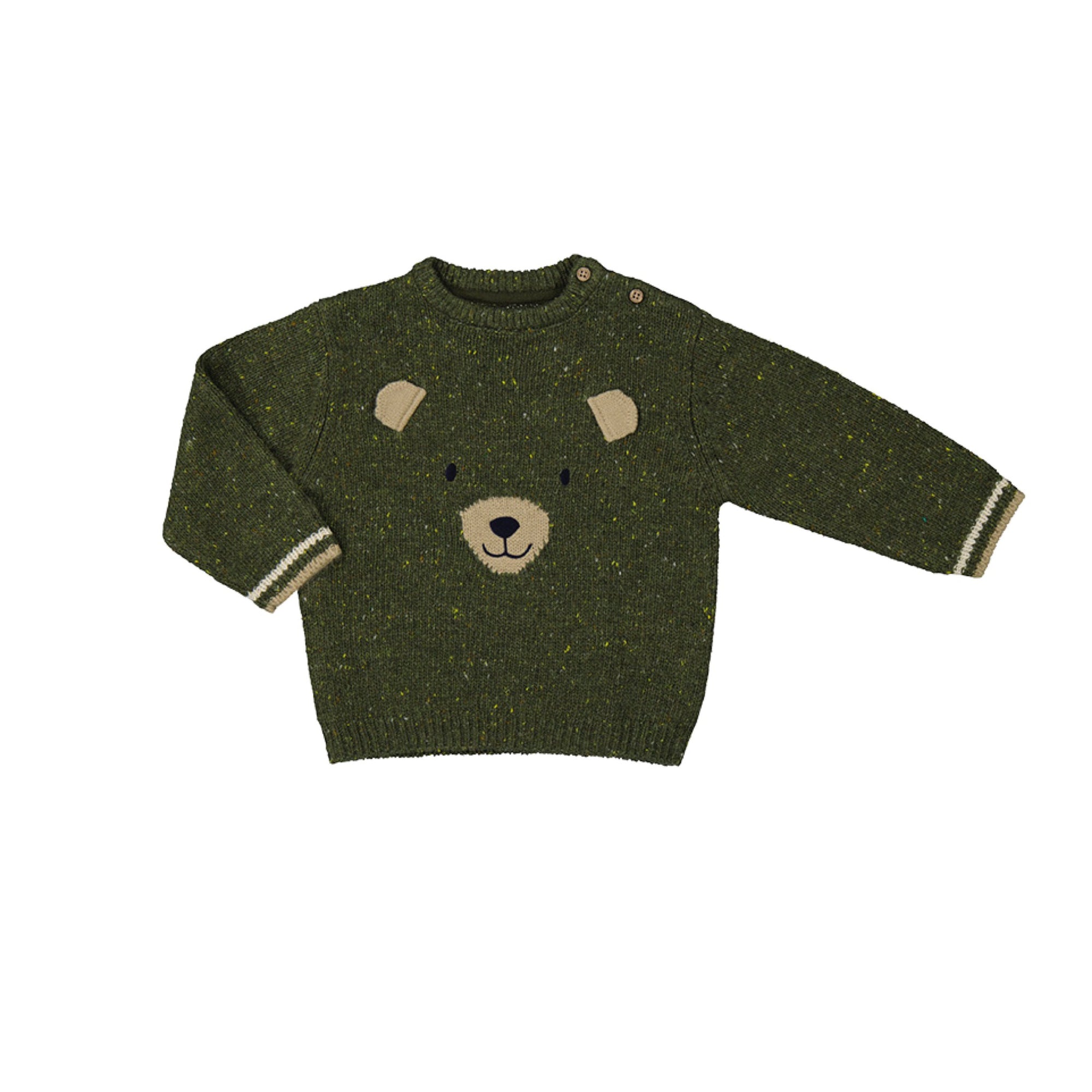 Green Bear Motif Sweater