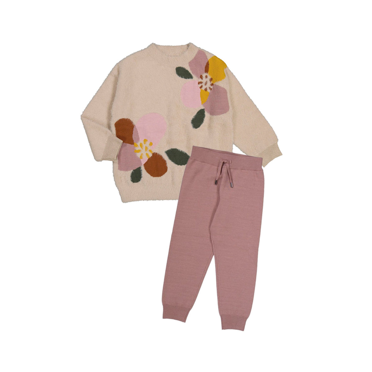 Floral Motif Sweater &amp; Pant Set