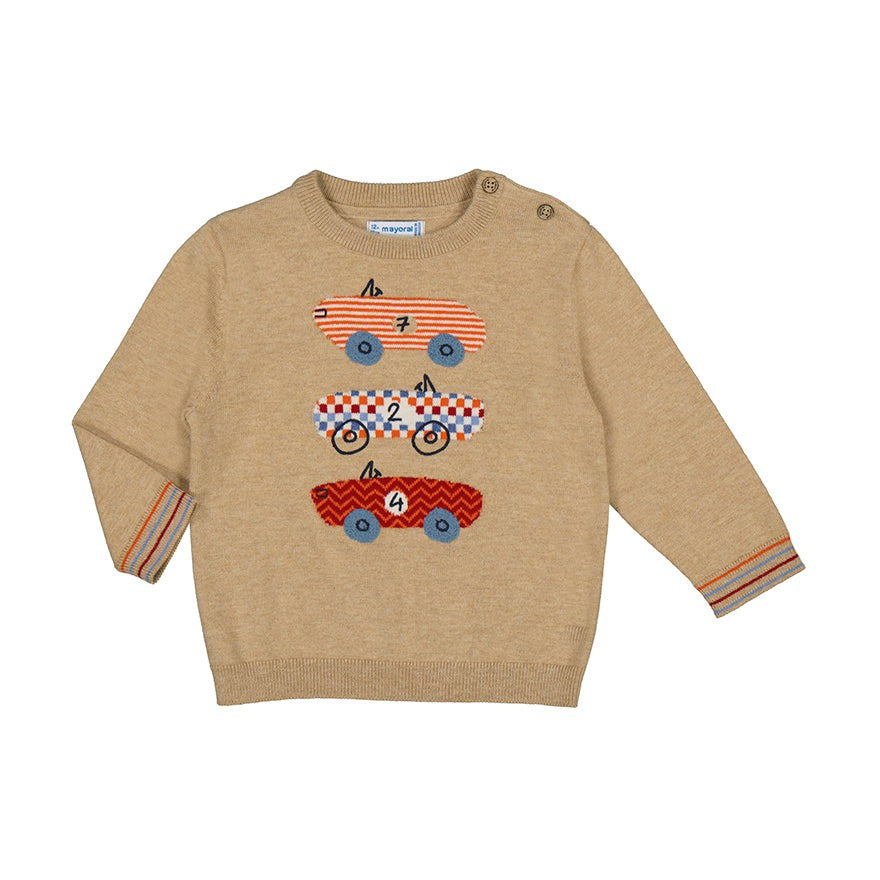 Embroidered Car Motif Sweater