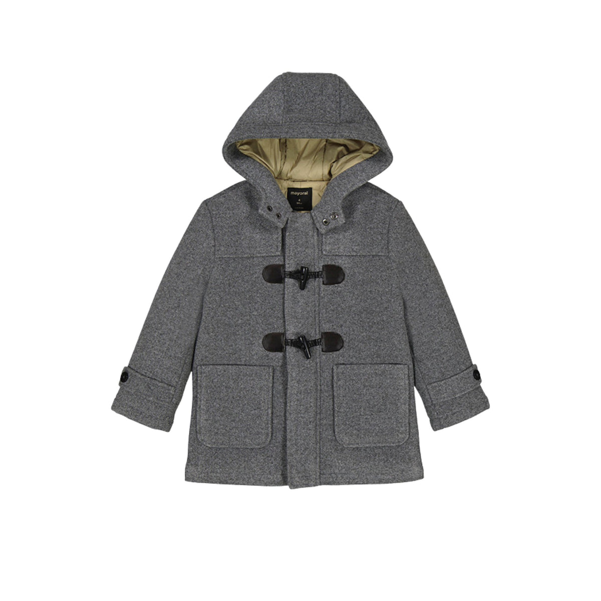 Grey Hooded Duffle Boys Coat