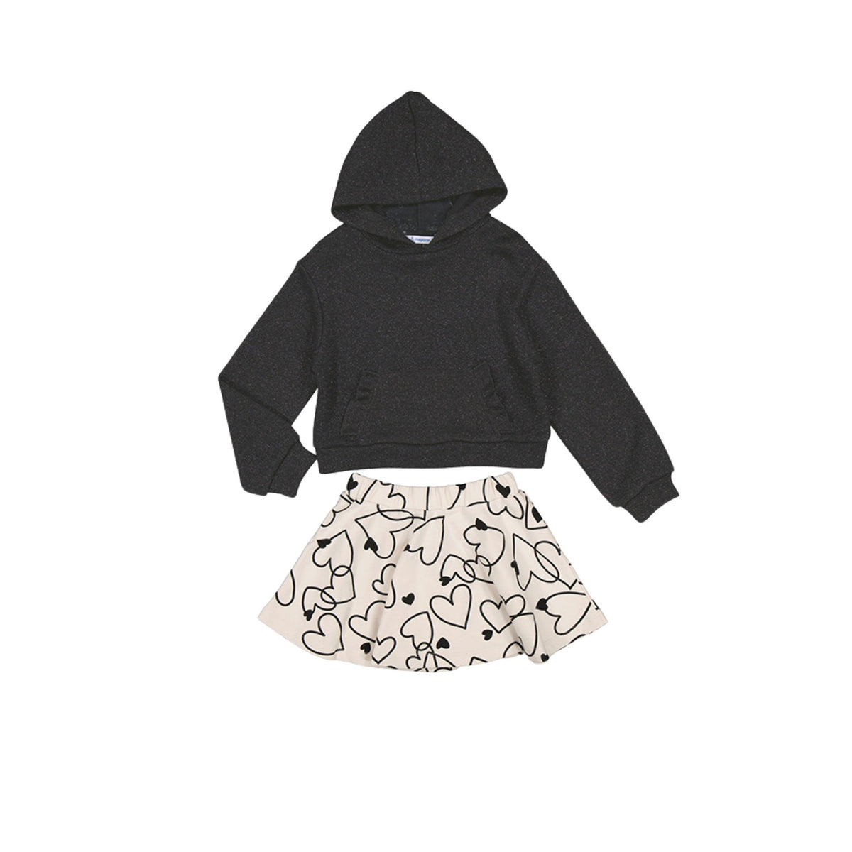 Hearts Graphic 2-Piece Girls Skirt Set