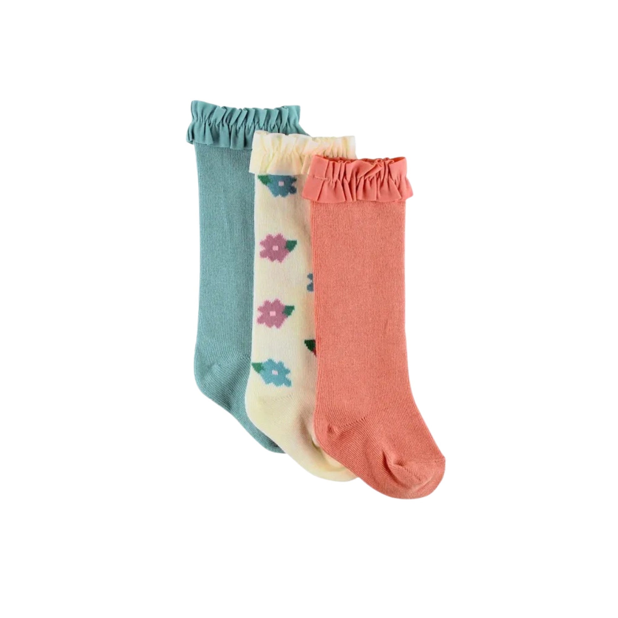 Autumn Flowers 3-Pack Ruffle Knee Socks