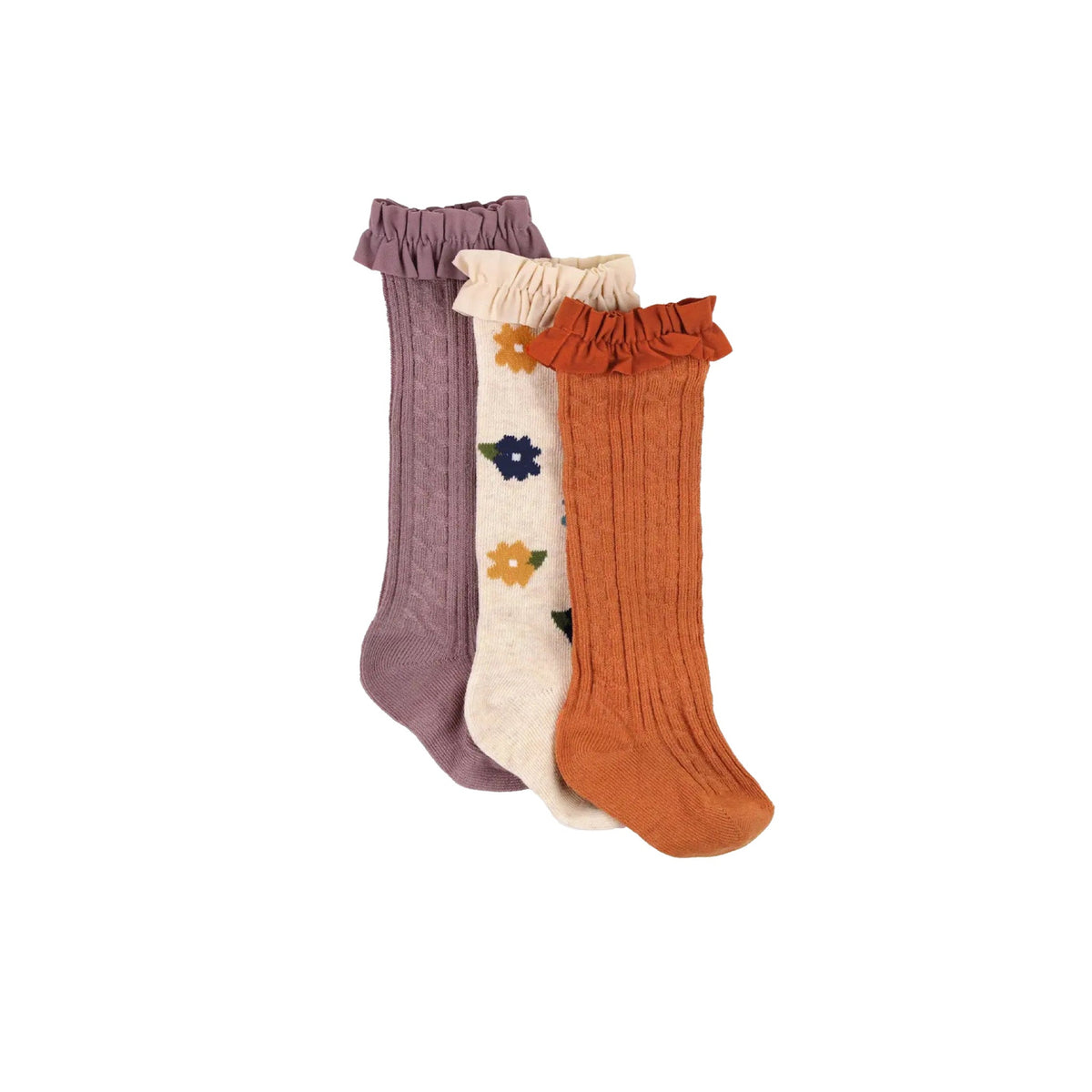 Autumn Petals 3-Pack Ruffle Knee Socks