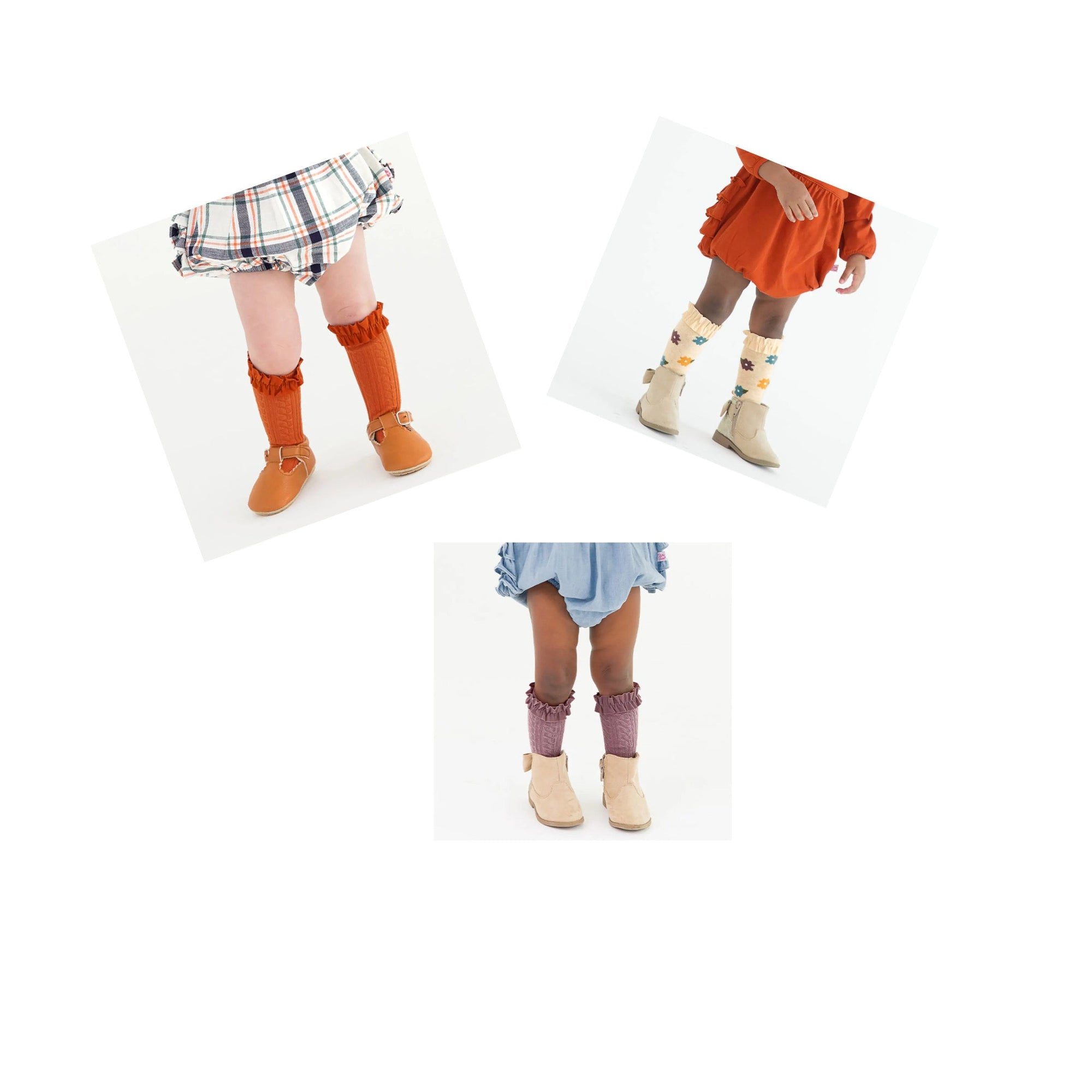 Autumn Petals 3-Pack Ruffle Knee Socks