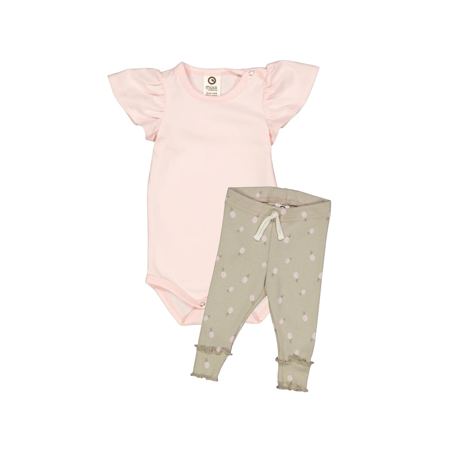 Pink Pineapple Ribbed Baby Girl Ruffle Legging