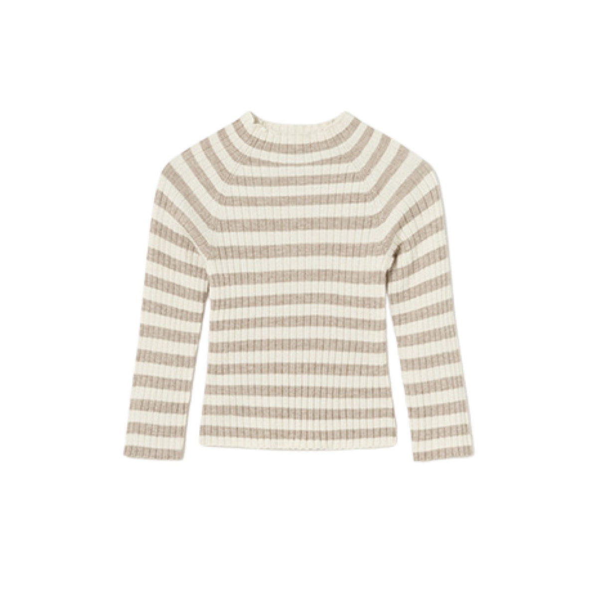 Beige &amp; Cream Stripe Mock Turtleneck Sweater