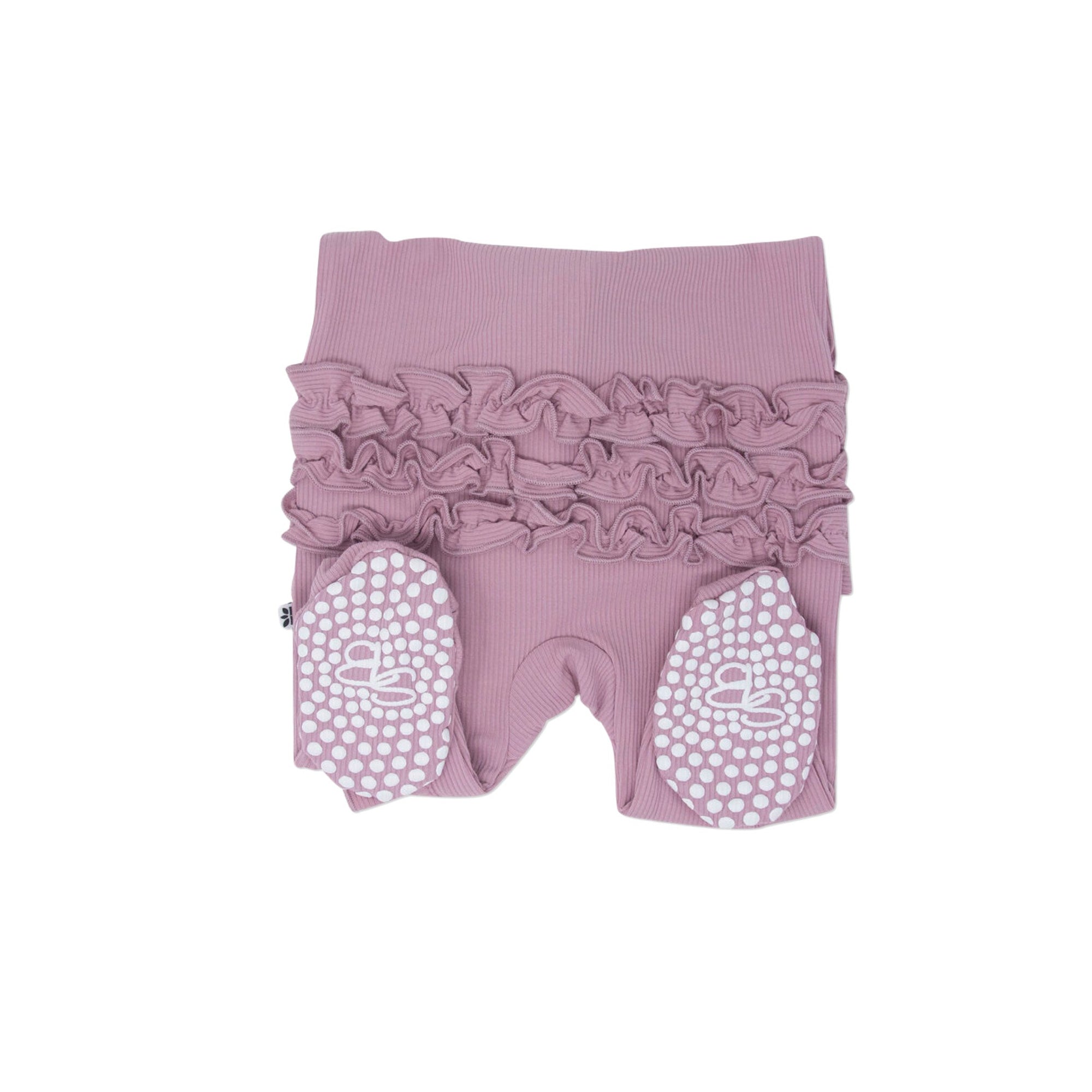 Petunia Pink Ribbed Ruffle Footie