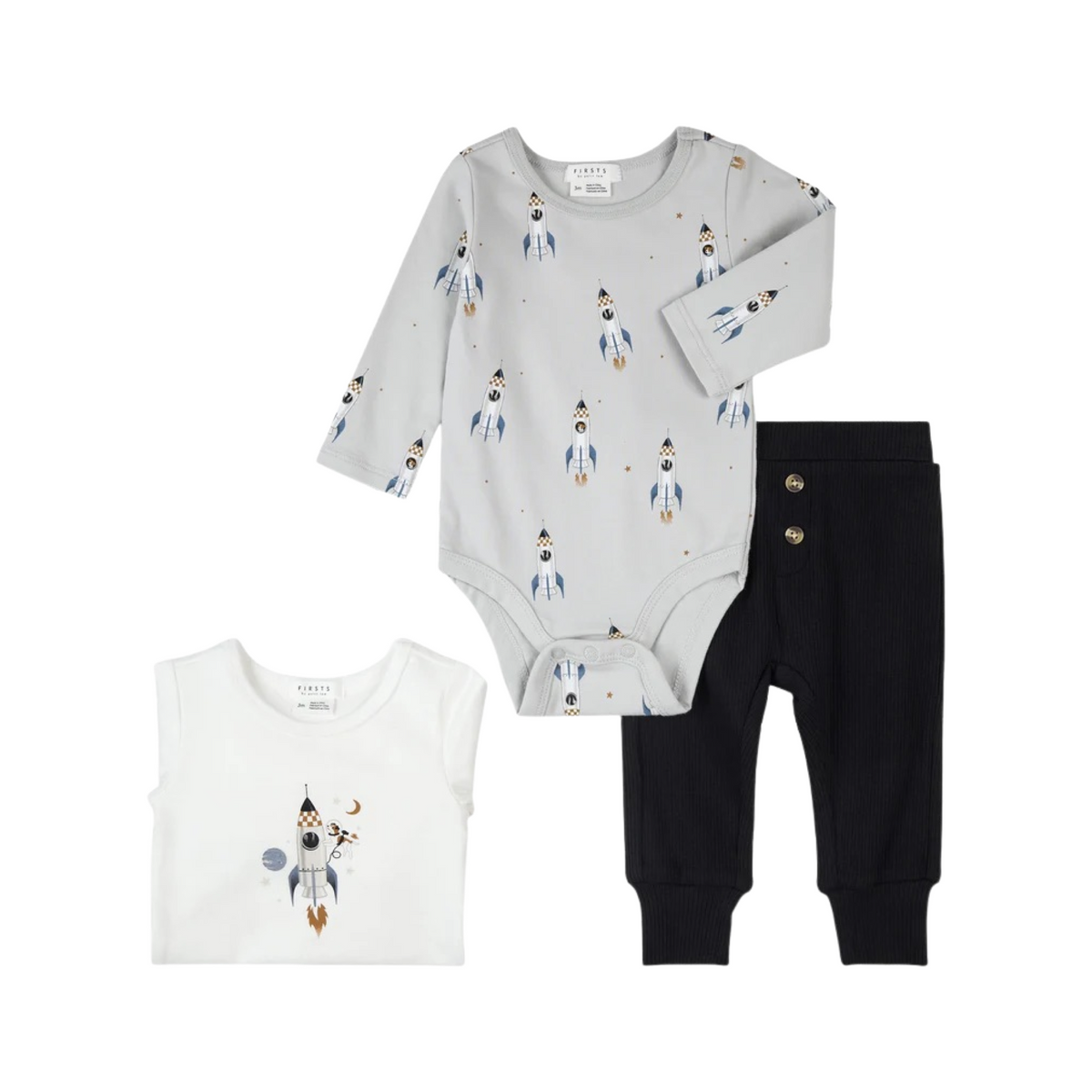 Space 3PC Long Sleeve Bodysuit &amp; Pant Set