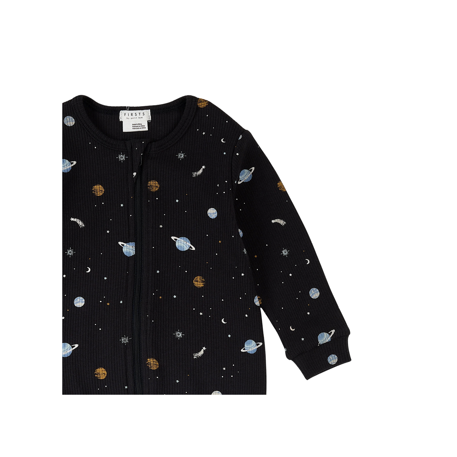 Galaxy Print On Black Waffle Footie