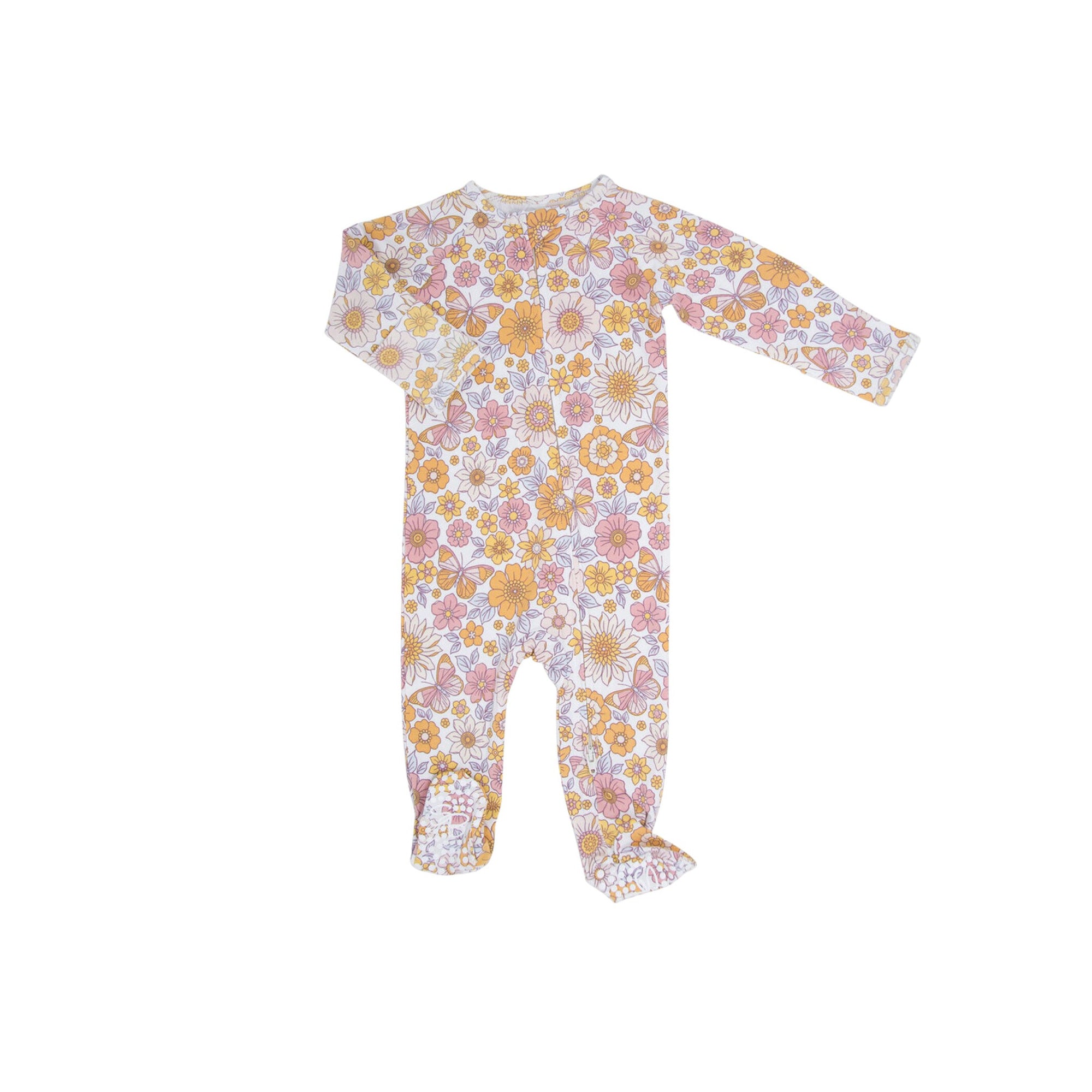 Floral Blooms Zipper Footie