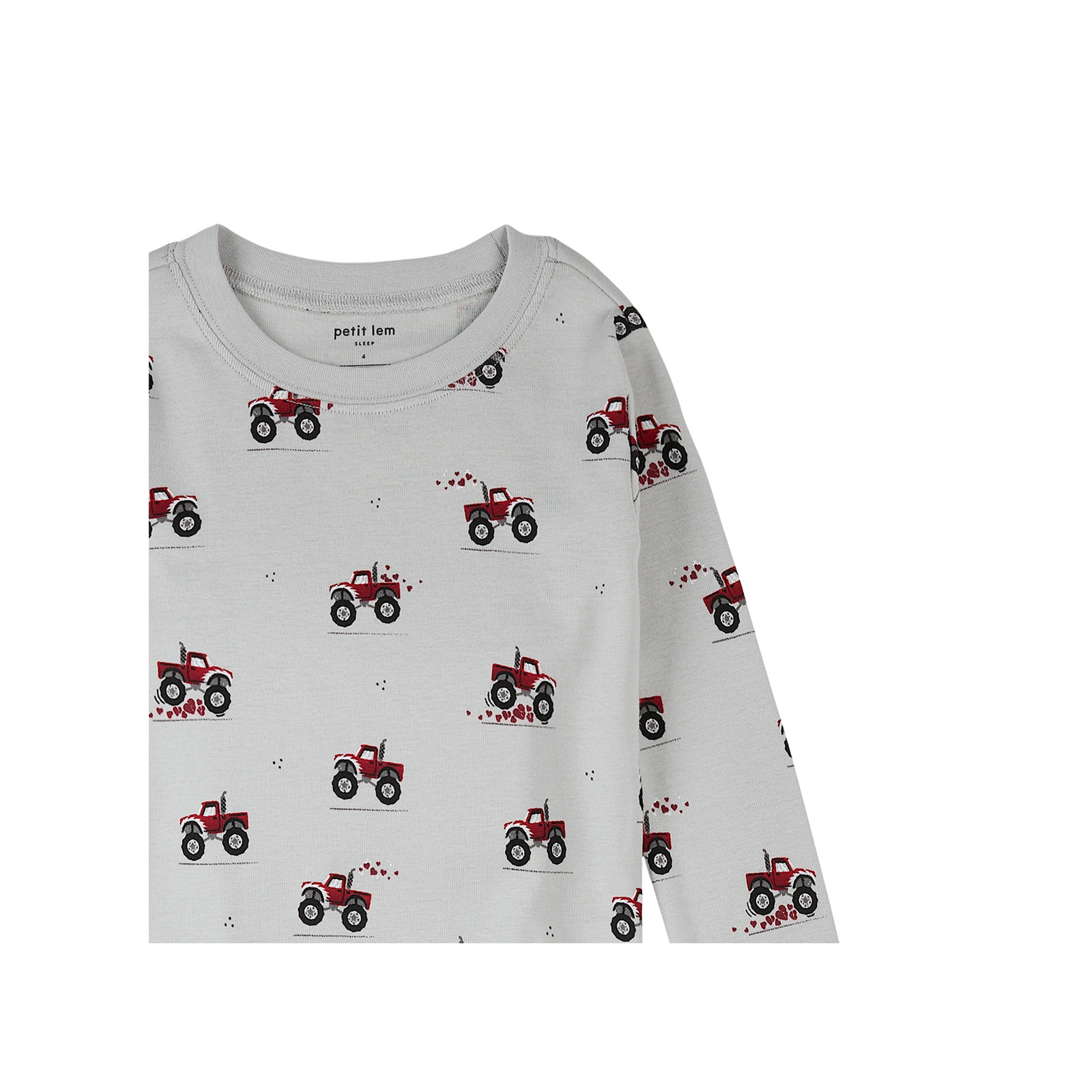 Monster Truck Love Print On Lunar Rock Pj Set