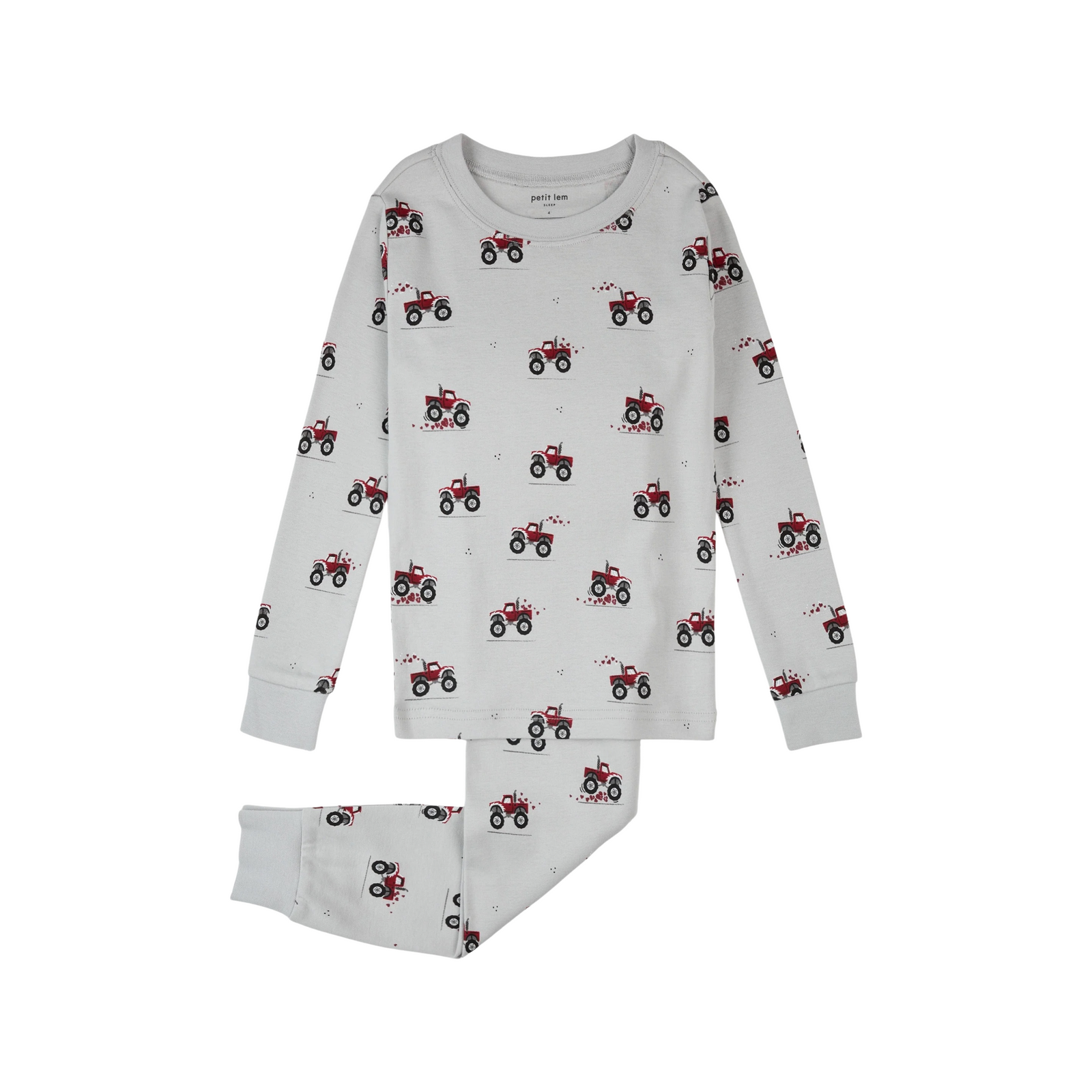 Monster Truck Love Print On Lunar Rock Pj Set