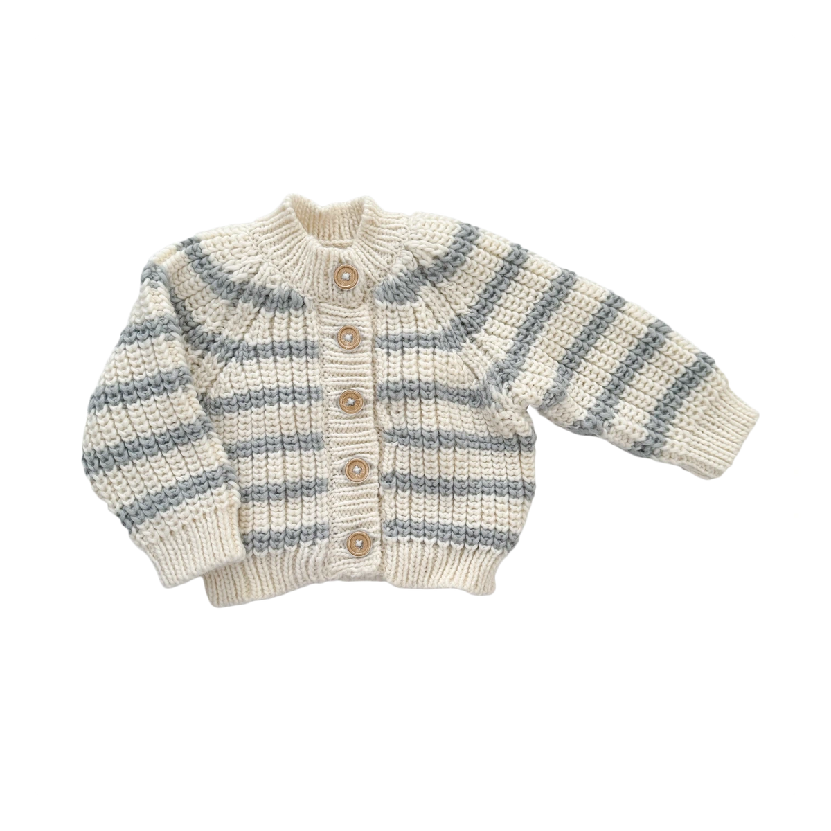 Rib Knit Tan Stripe Cardigan Sweater