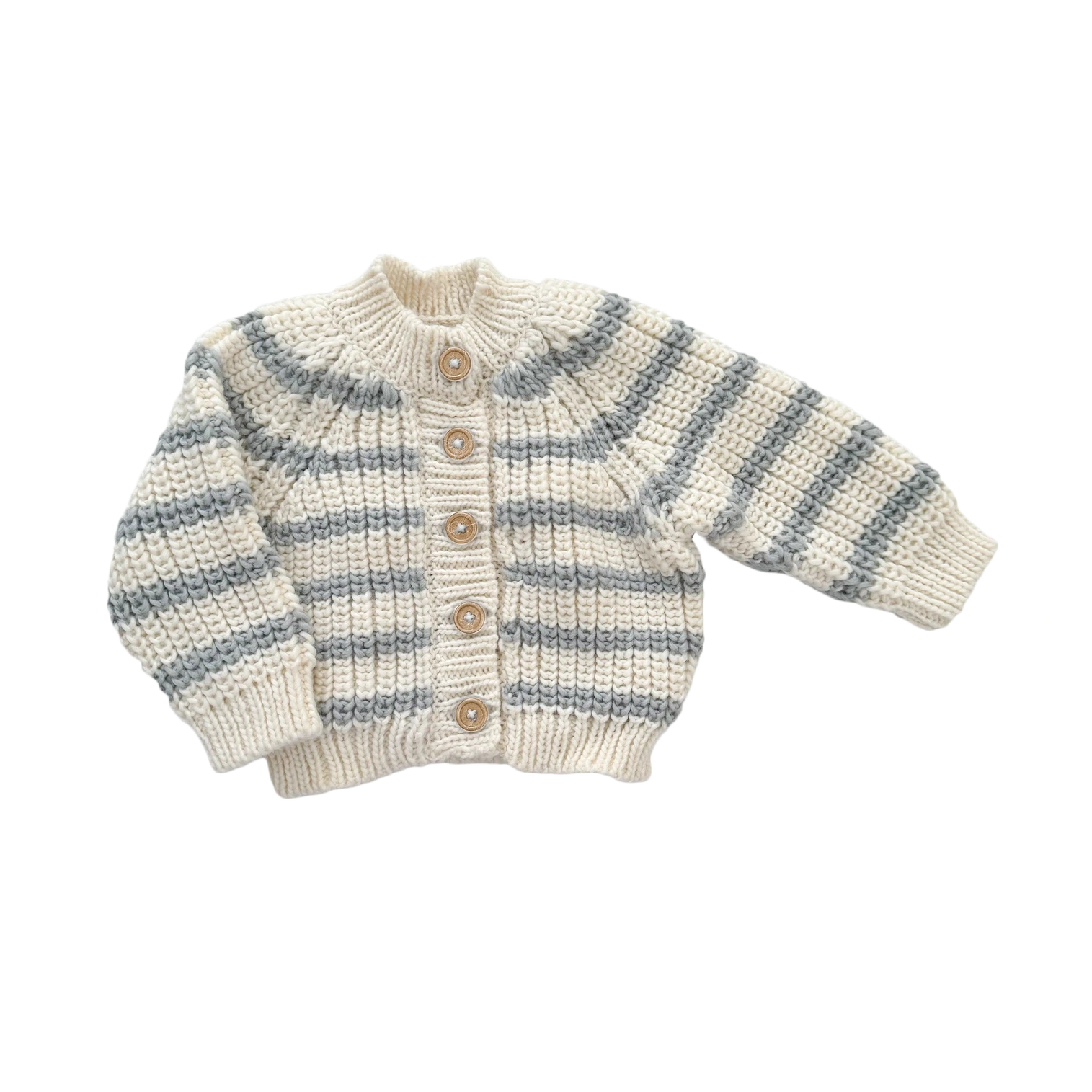 Rib Knit Tan Stripe Cardigan Sweater