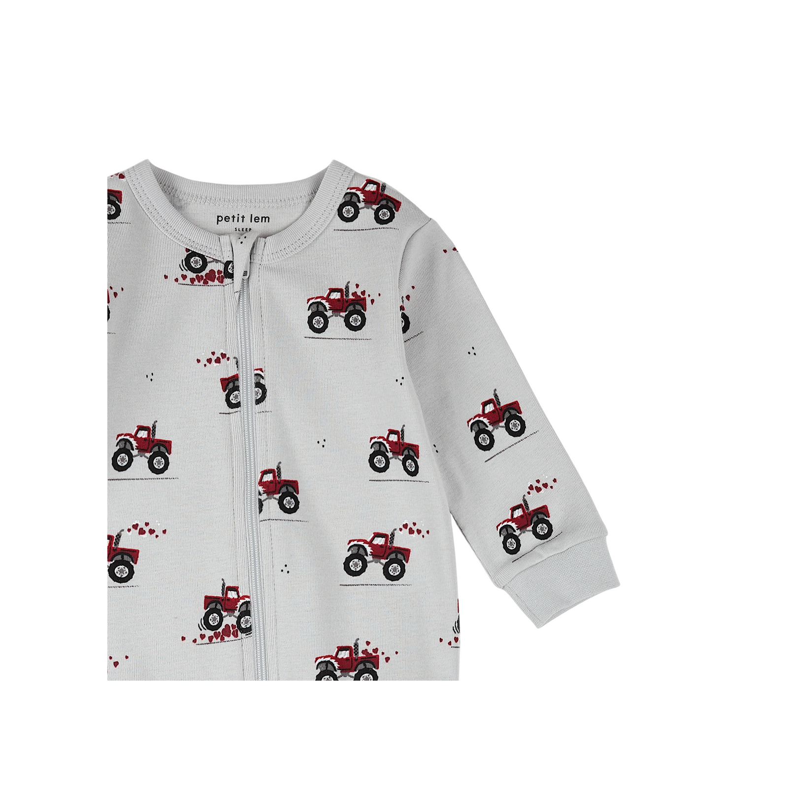 Monster Truck Love Print On Lunar Rock Footie