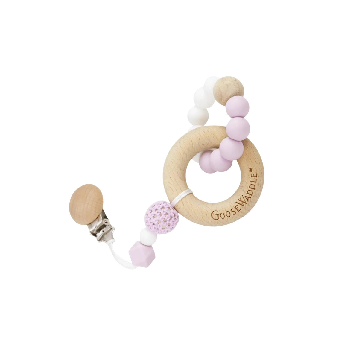 Wooden + Silicone Teether With Clip