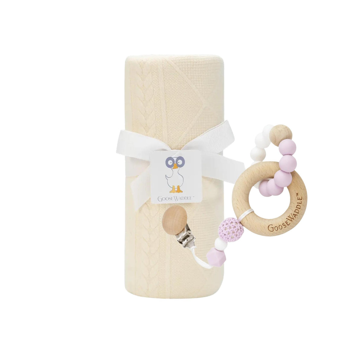 Wooden + Silicone Teether With Clip