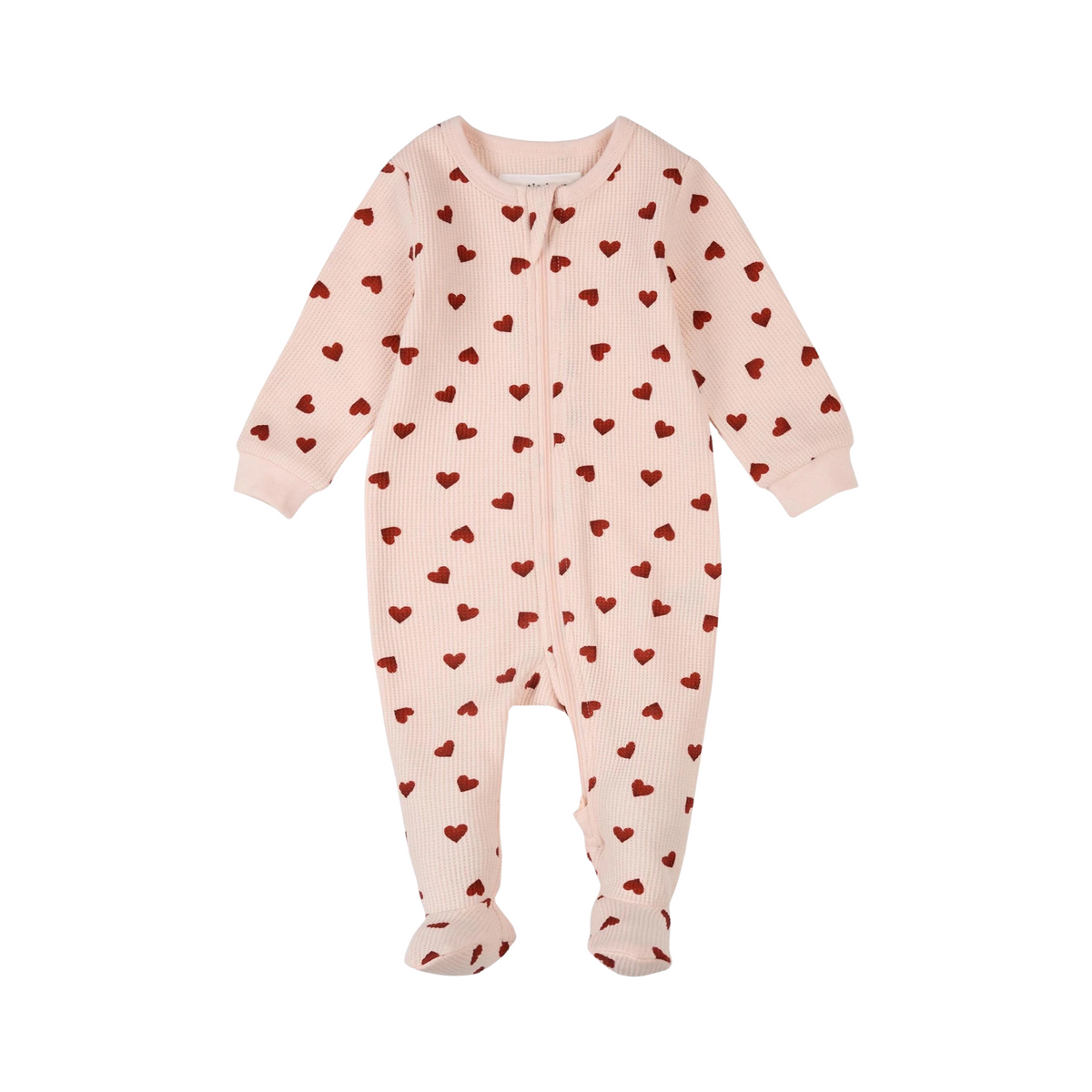 Pink Hearts On Waffle Footie