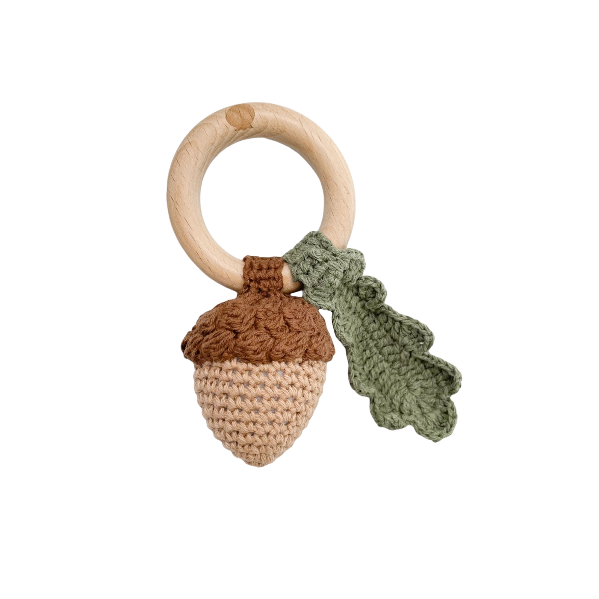 Cotton Crochet Acorn Rattle Teether