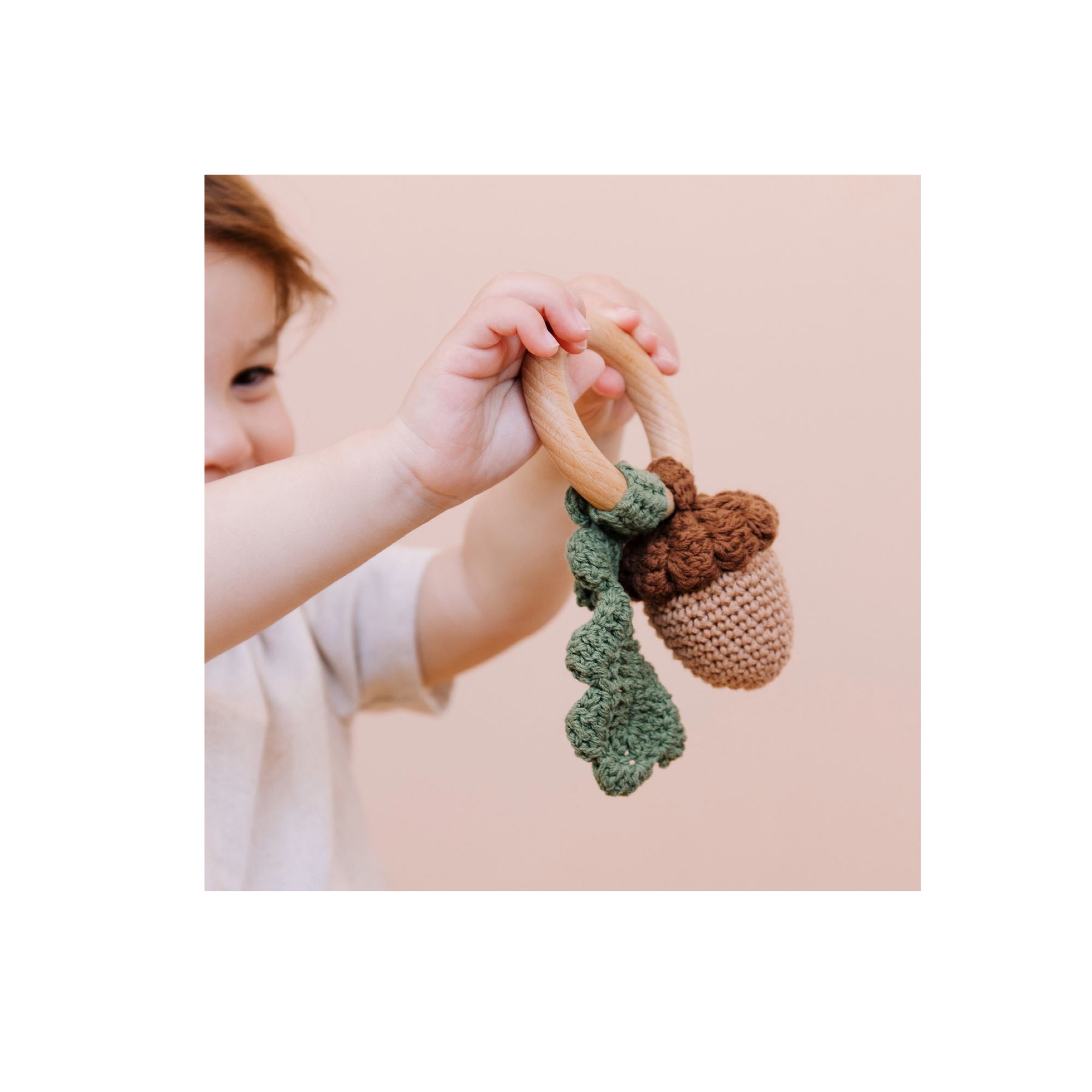 Cotton Crochet Acorn Rattle Teether