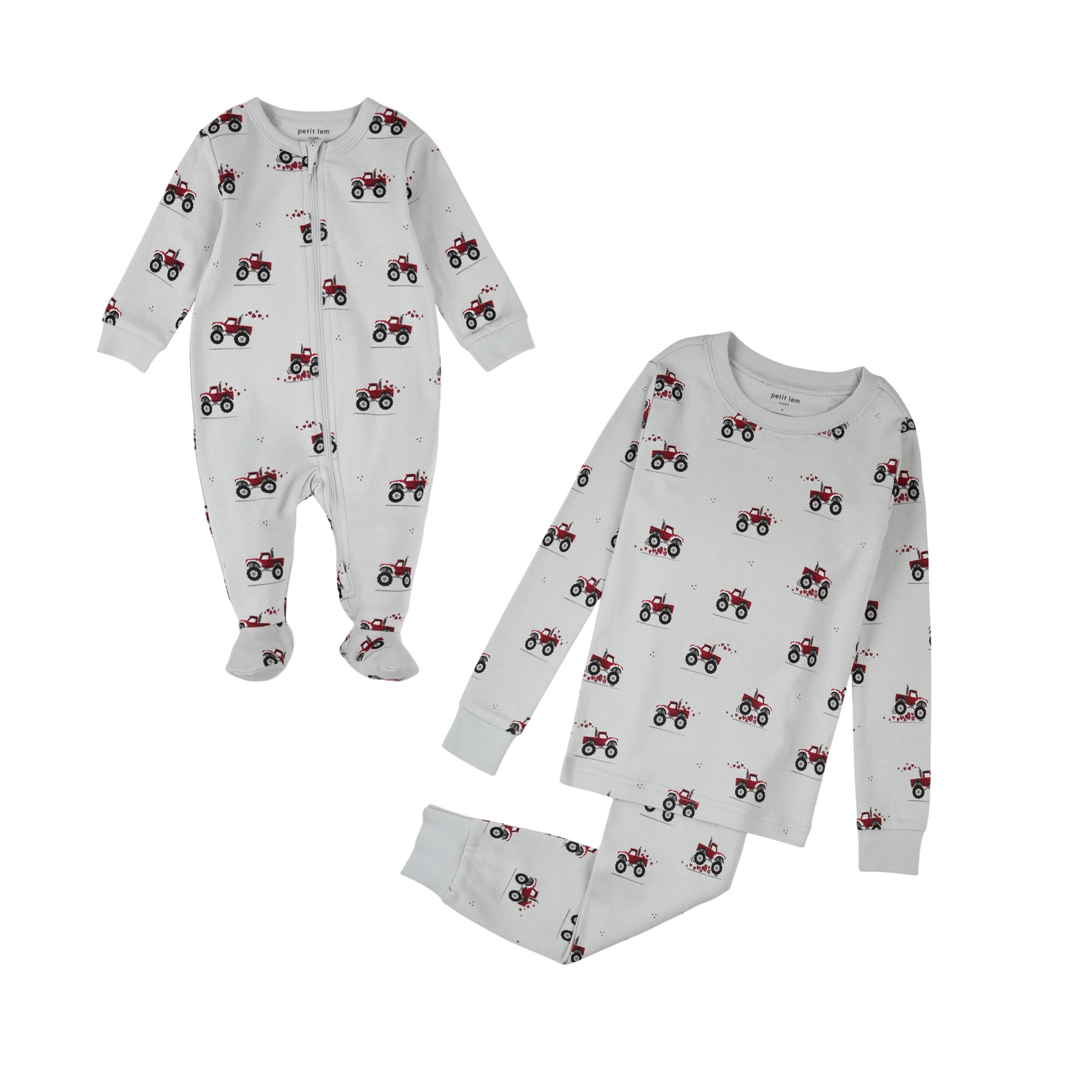 Monster Truck Love Print On Lunar Rock Pj Set