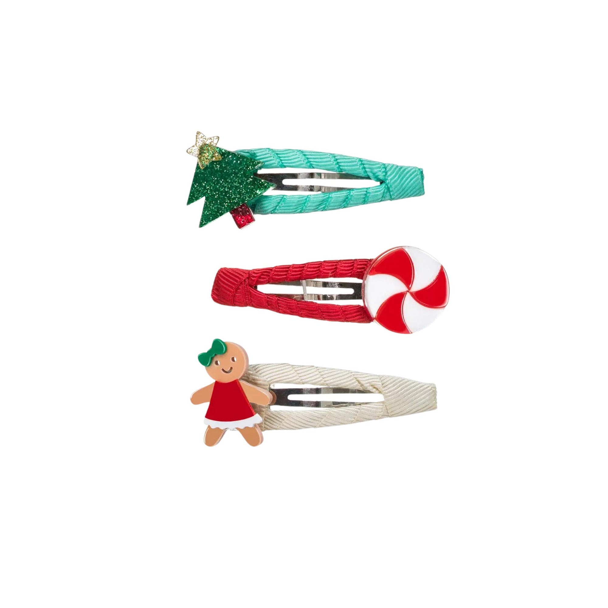 Holiday Fabric Wrapped Snap Hair Clips