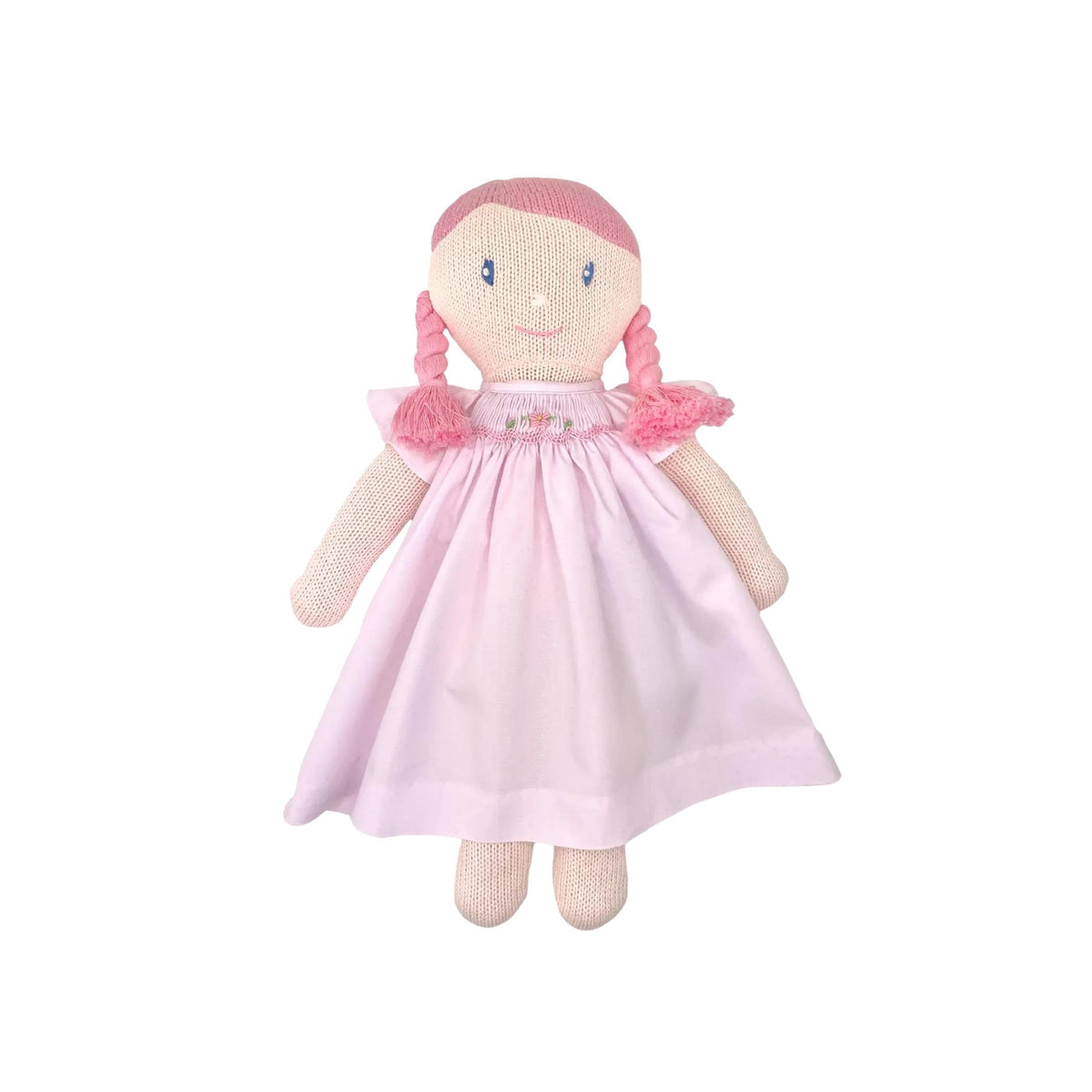 Knit Girl Doll in Pink Smocked Dress