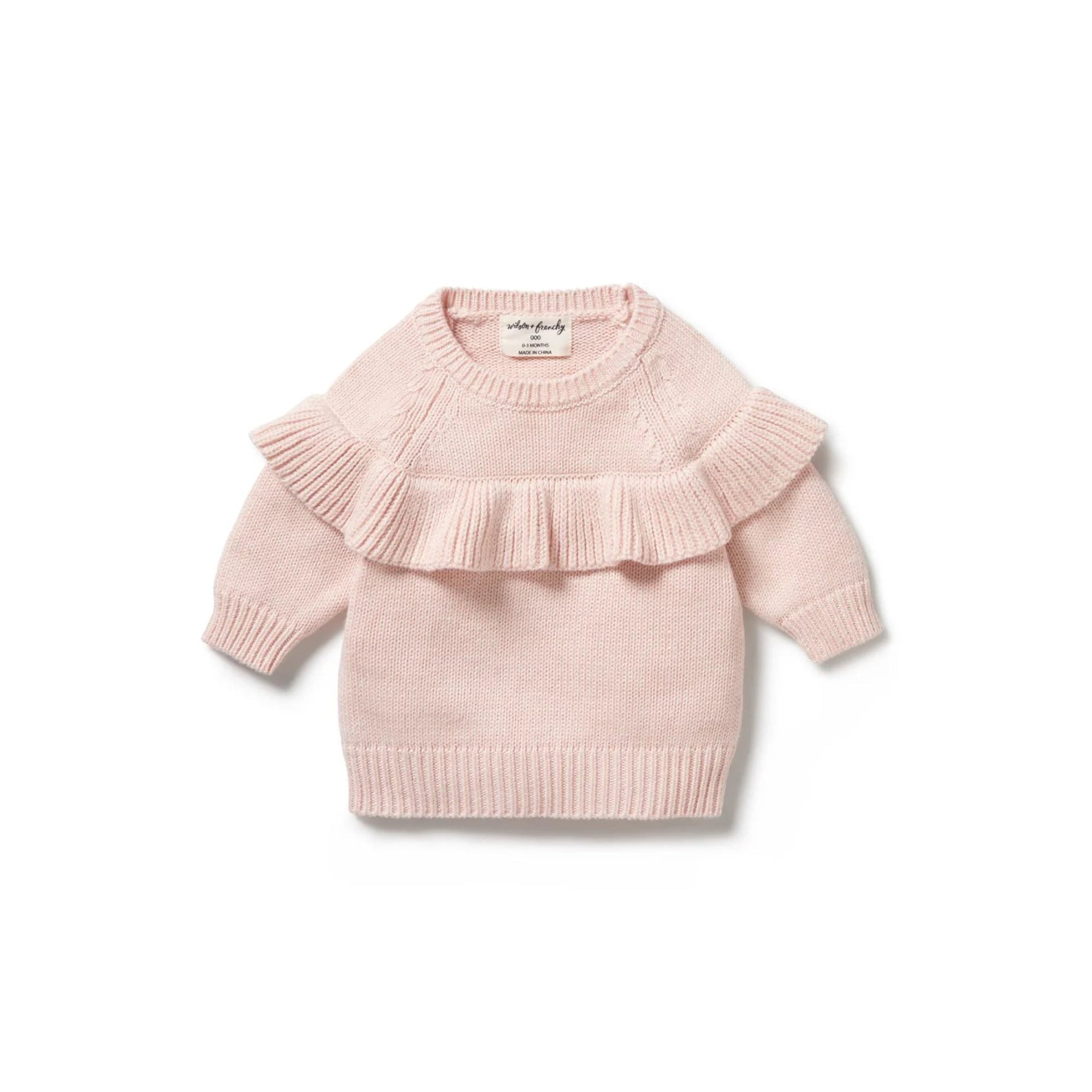 Pink Knit Ruffle Sweater