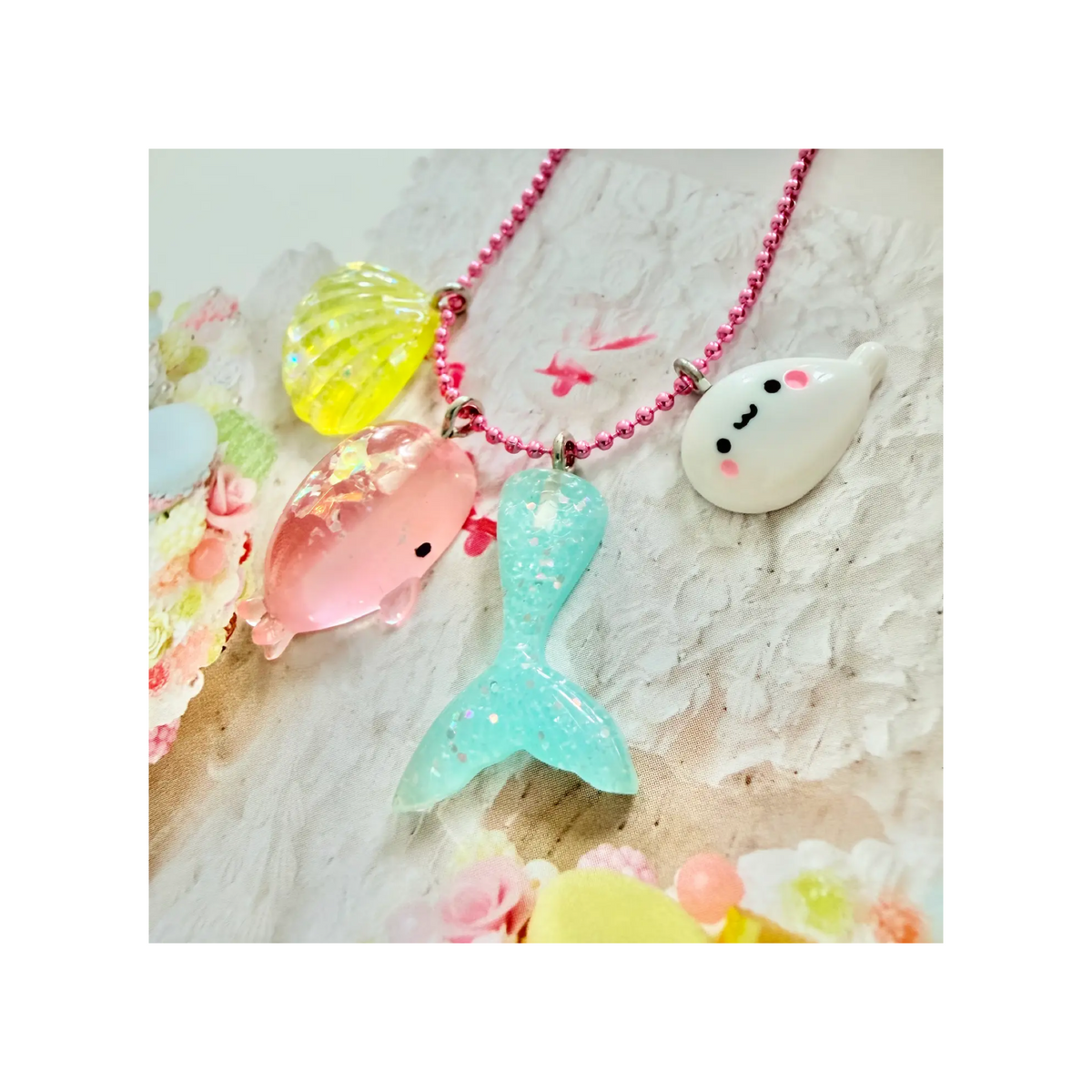 Ocean Kawaii Charm Cluster Necklace