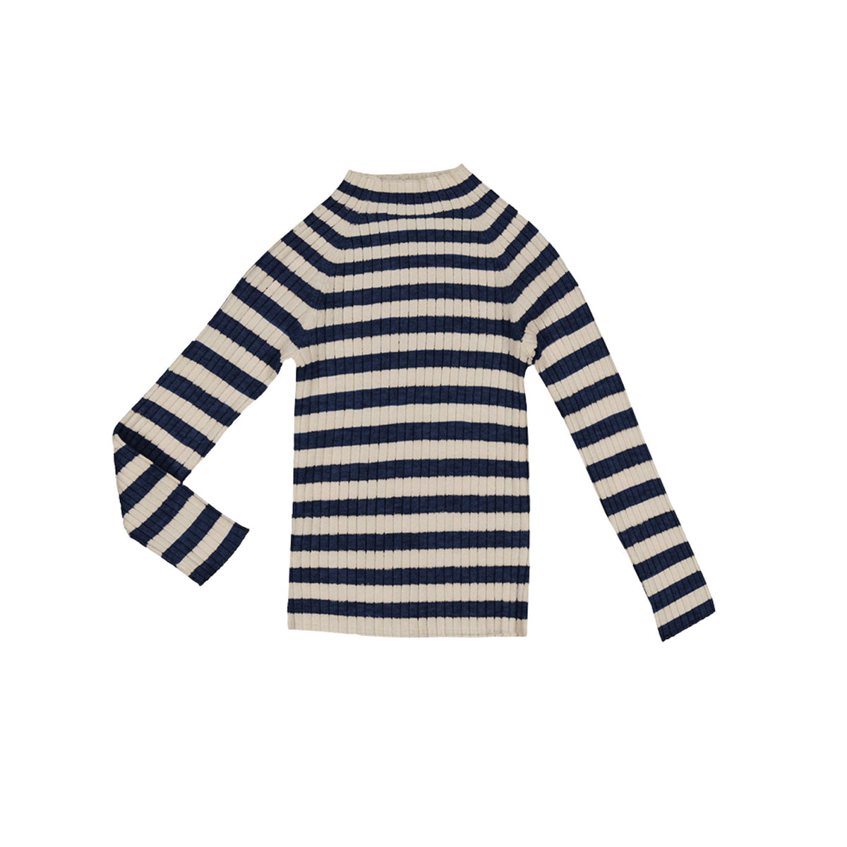 Navy &amp; Ivory Stripe Mock Turtleneck Sweater