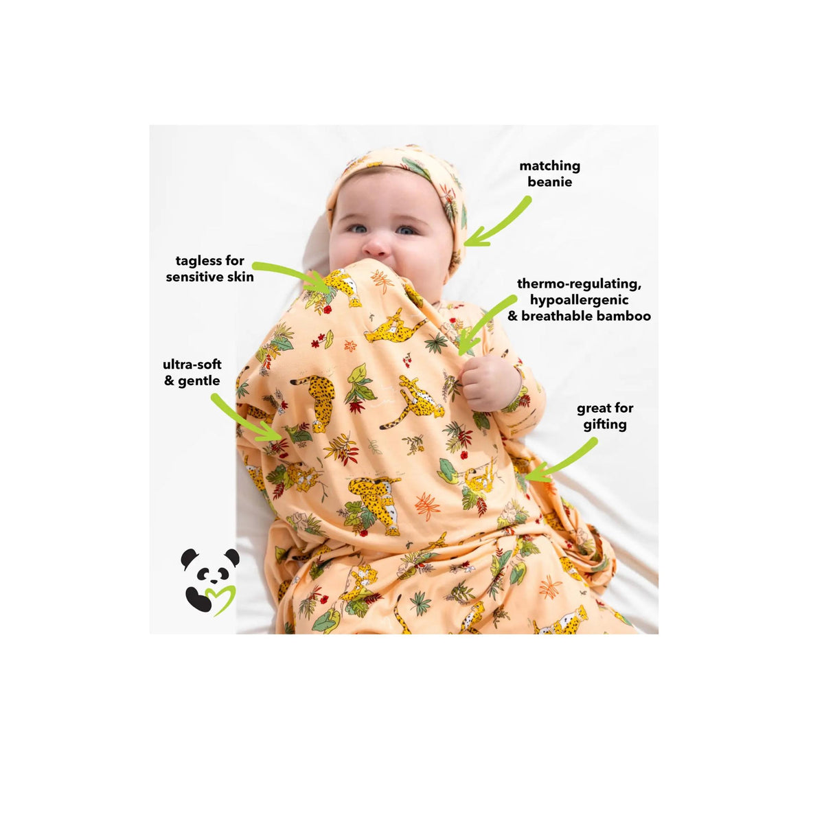 Bamboo Swaddle + Beanie Hat Sets