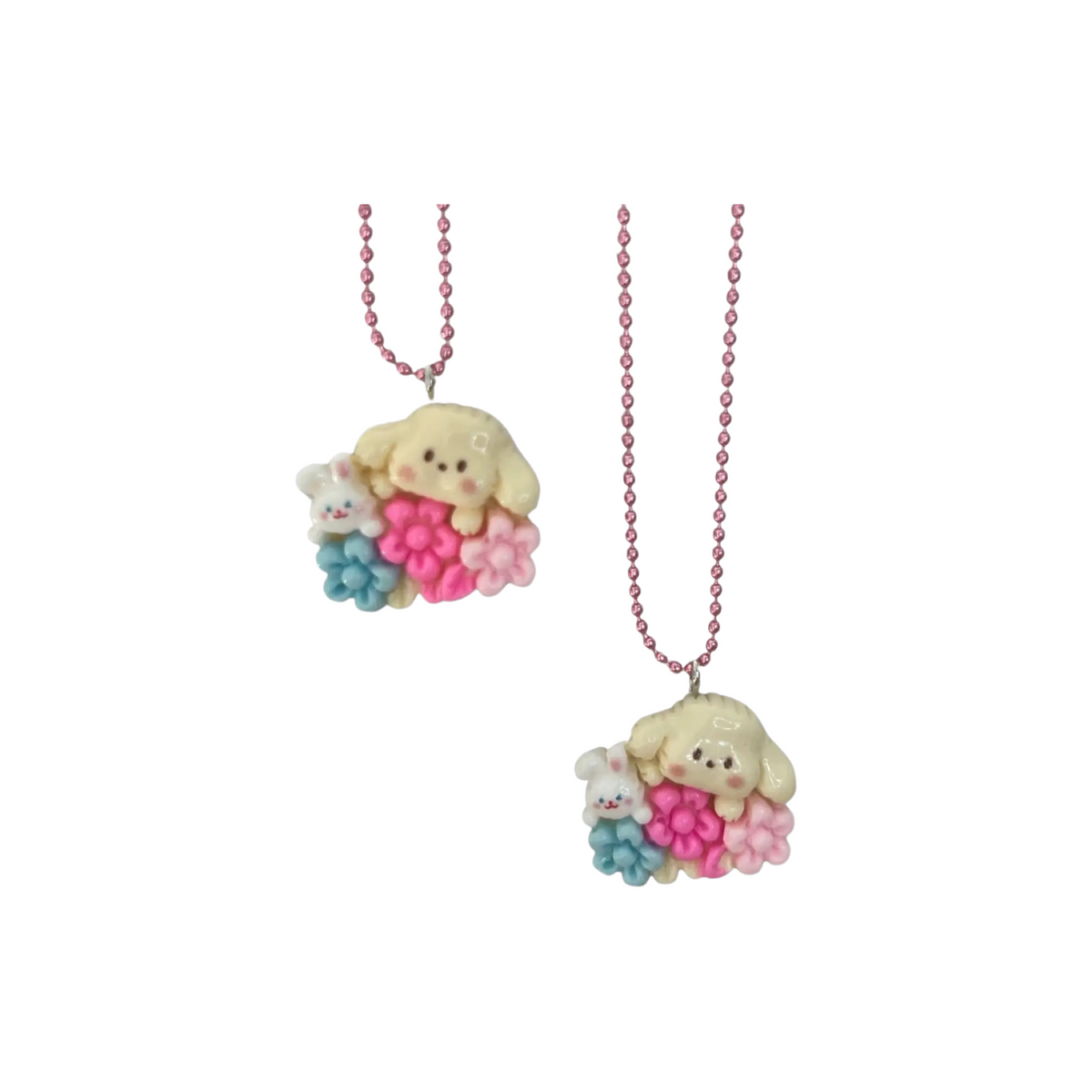 Flower Puppy &amp; Bunny Necklace