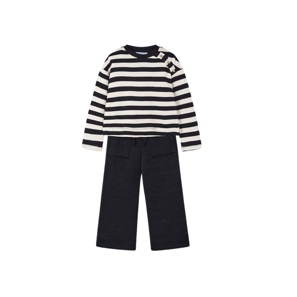 Black &amp; Ivory Striped Girls’ 2-Piece Pant Set