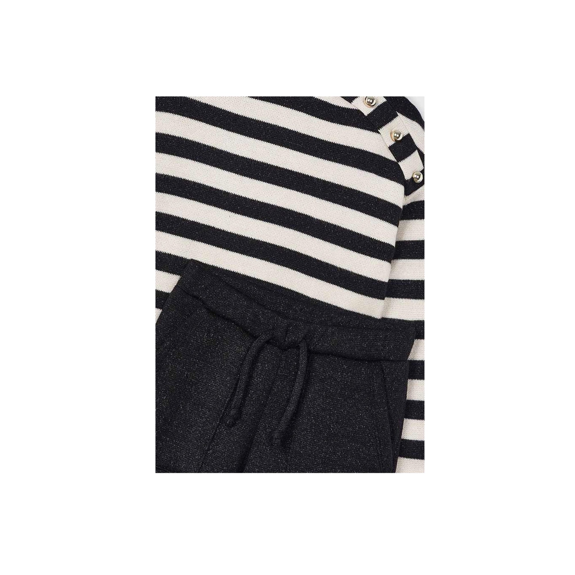 Black & Ivory Striped Girls’ 2-Piece Pant Set